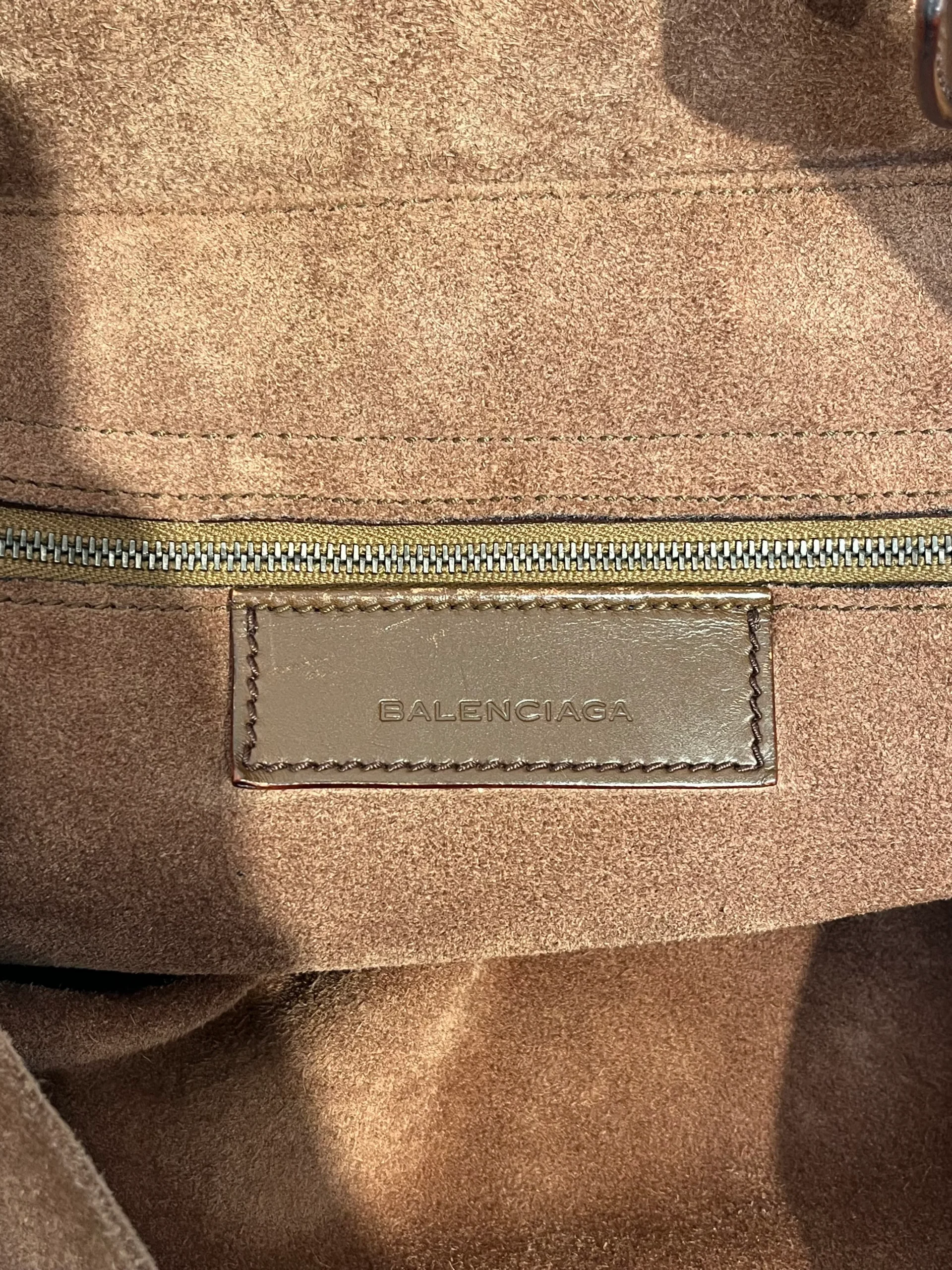 BALENCIAGA/Tote Bag/Suede/CML/LEATHER STRAP ADJUSTABLE