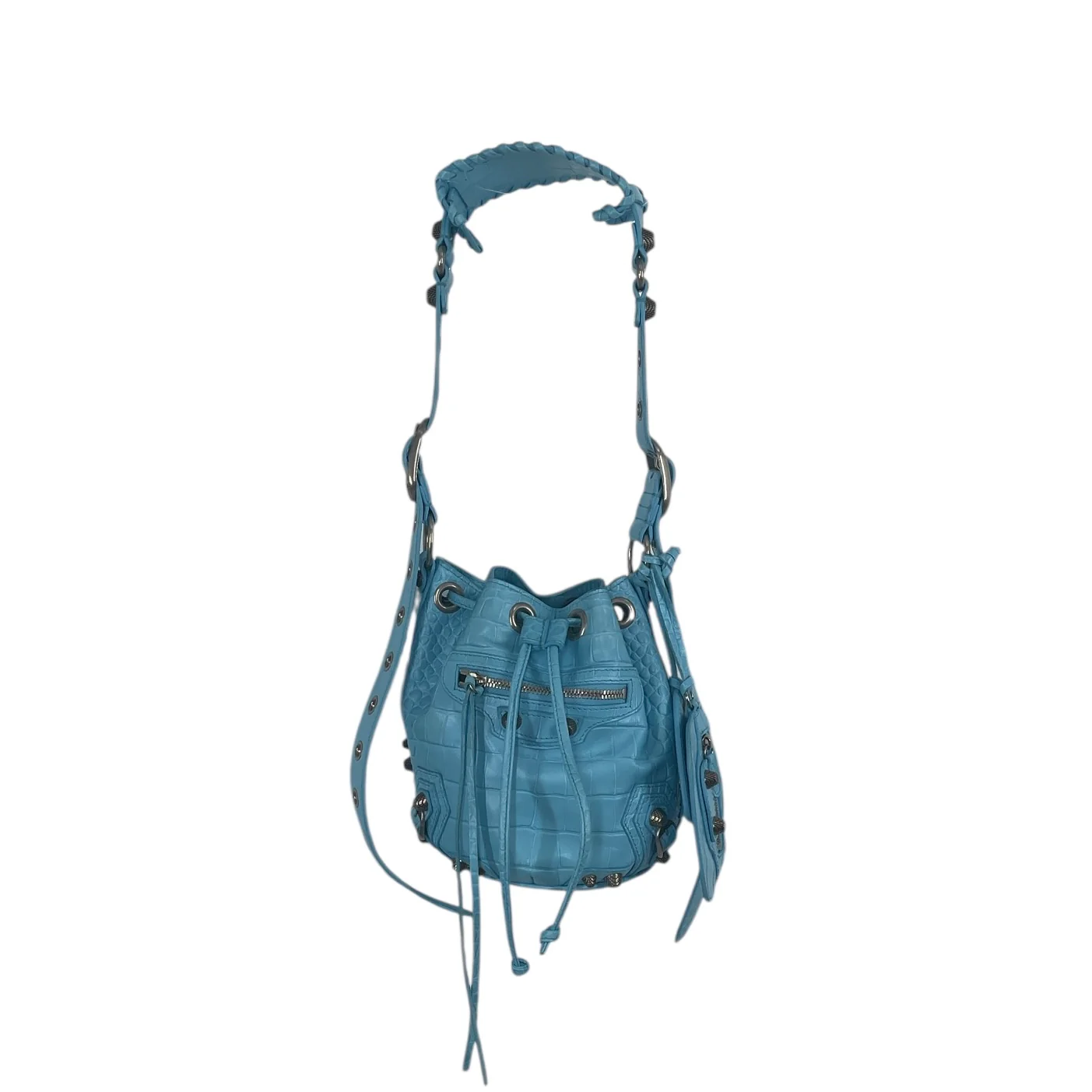 BALENCIAGA/Bag/Leather/BLU/BUCKET BAG/CROCODILE