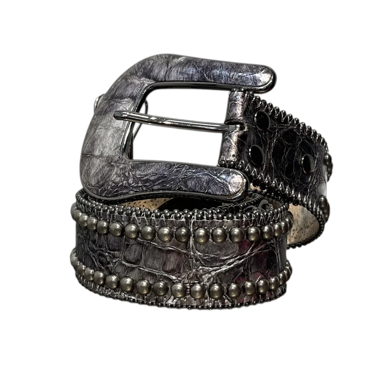b.b.simon/Belt/Leather/BLK/SILVER GATOR HEART HARDWARE