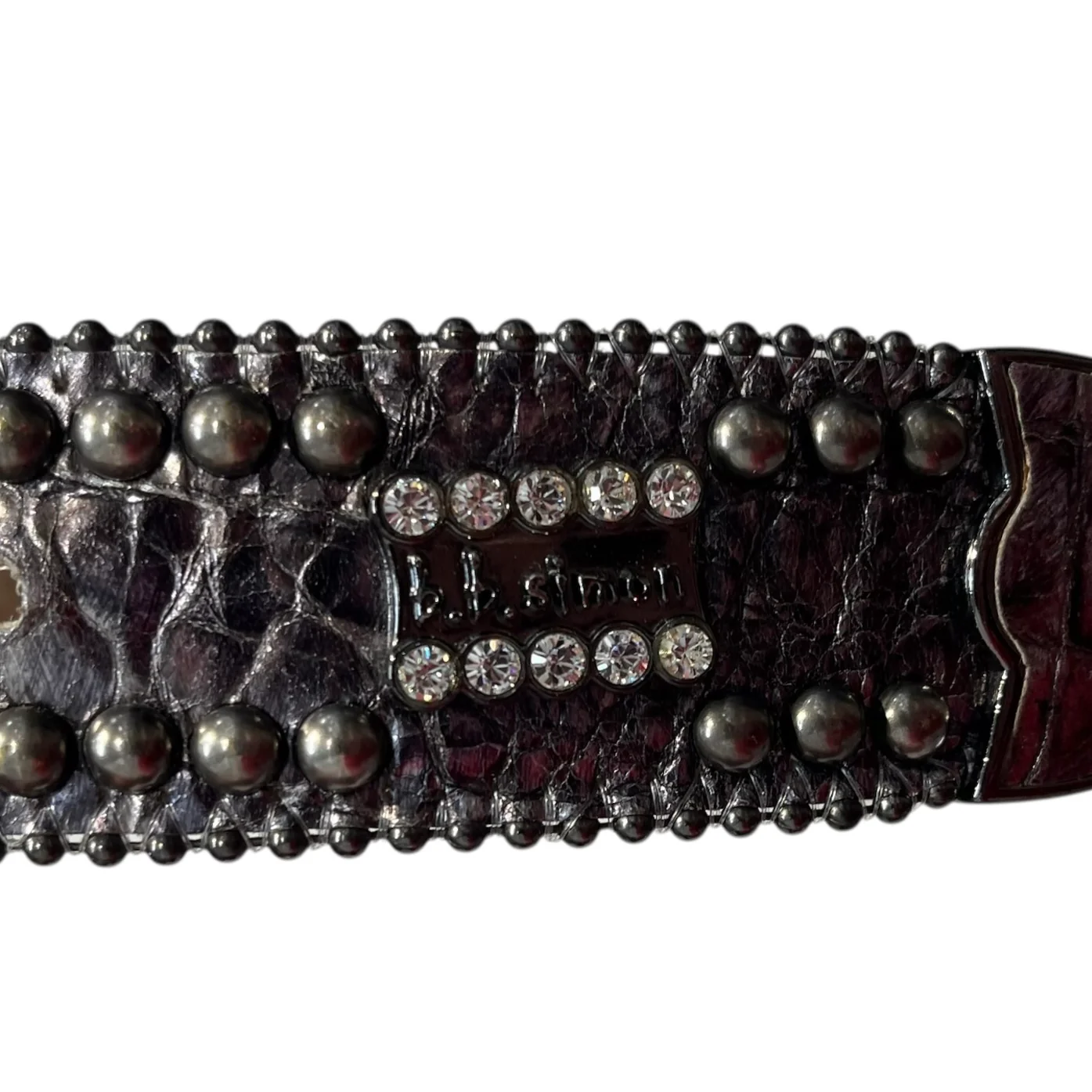 3005-b-b-simon-belt-leather-blk-silver-gator-heart-hardware-5.webp b.b.simon/Belt/Leather/BLK/SILVER GATOR HEART HARDWARE