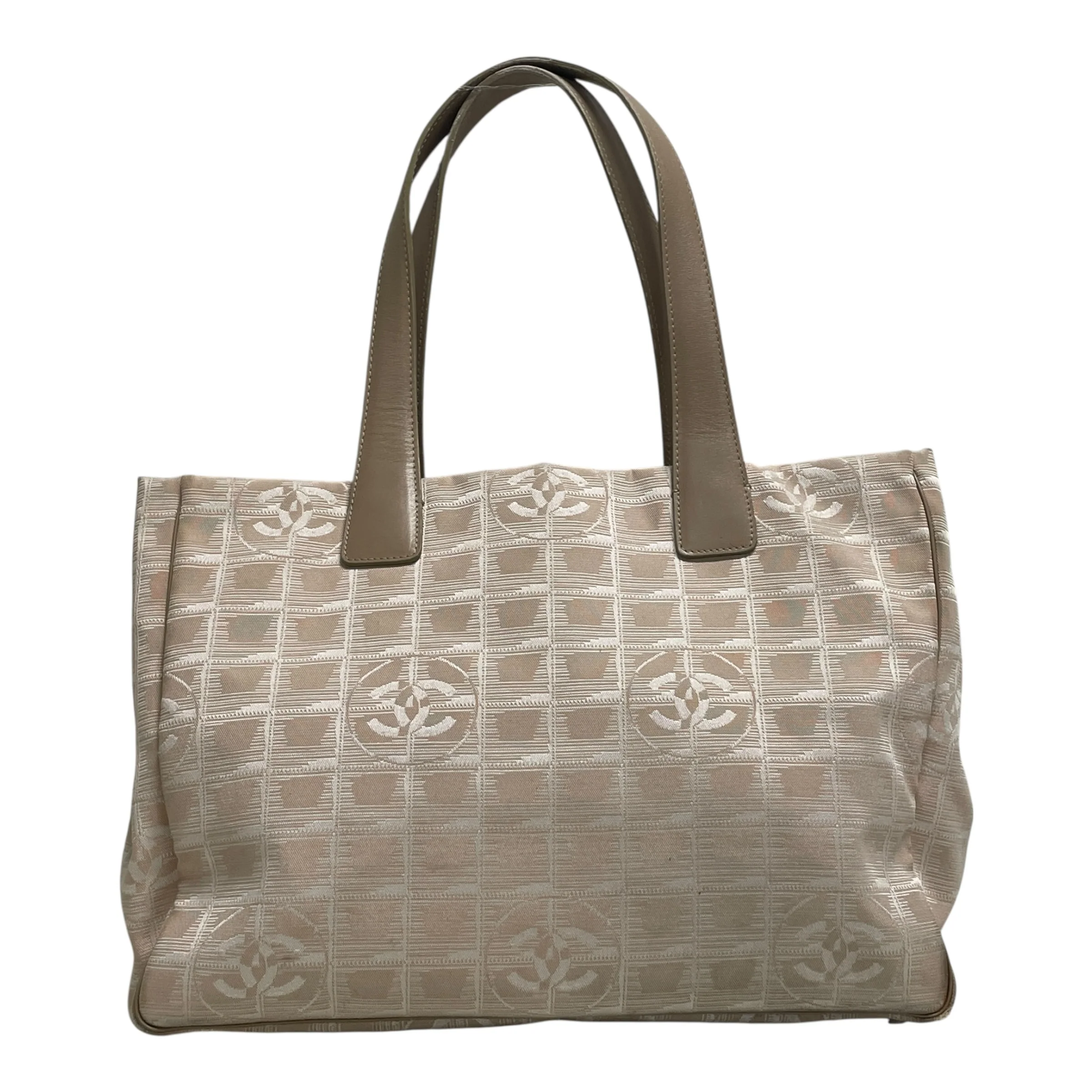 CHANEL/Tote Bag/Monogram/Cotton/CRM/J67JMXC/LEATHER HANDLES/GRID