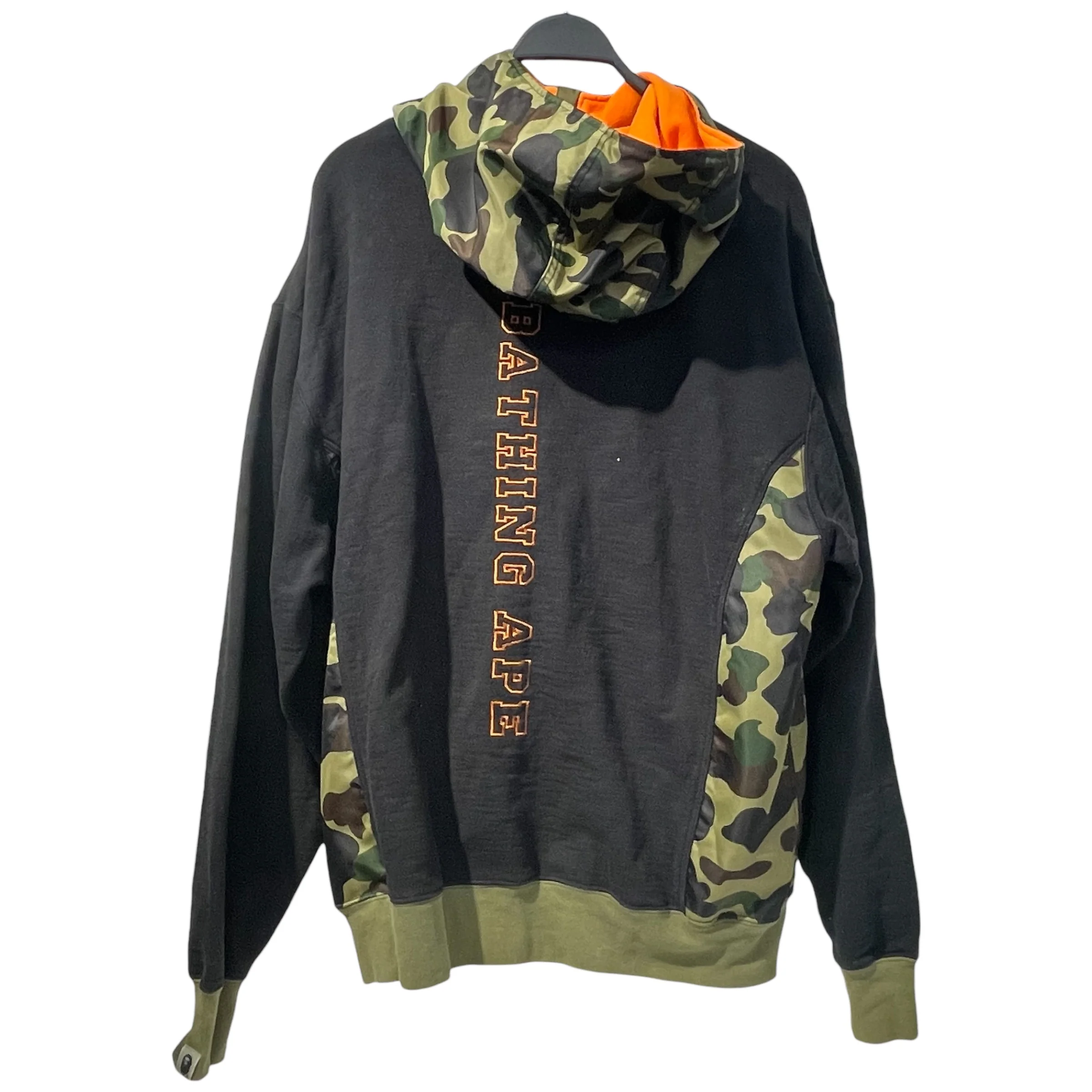 A BATHING APE/Zip Up Hoodie/XXL/Camouflage/Cotton/BLK/two material black hoodie