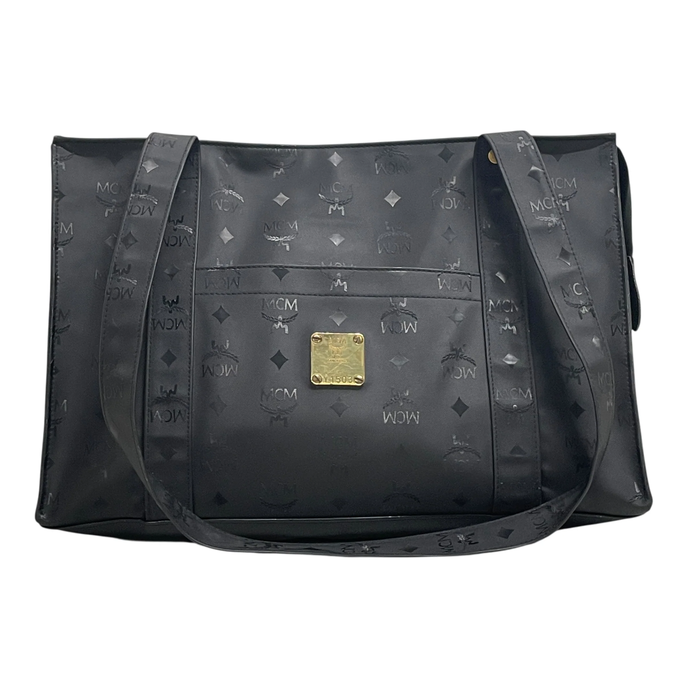 MCM/Tote Bag/Monogram/Nylon/BLK/Y1503 GOLD BADGE