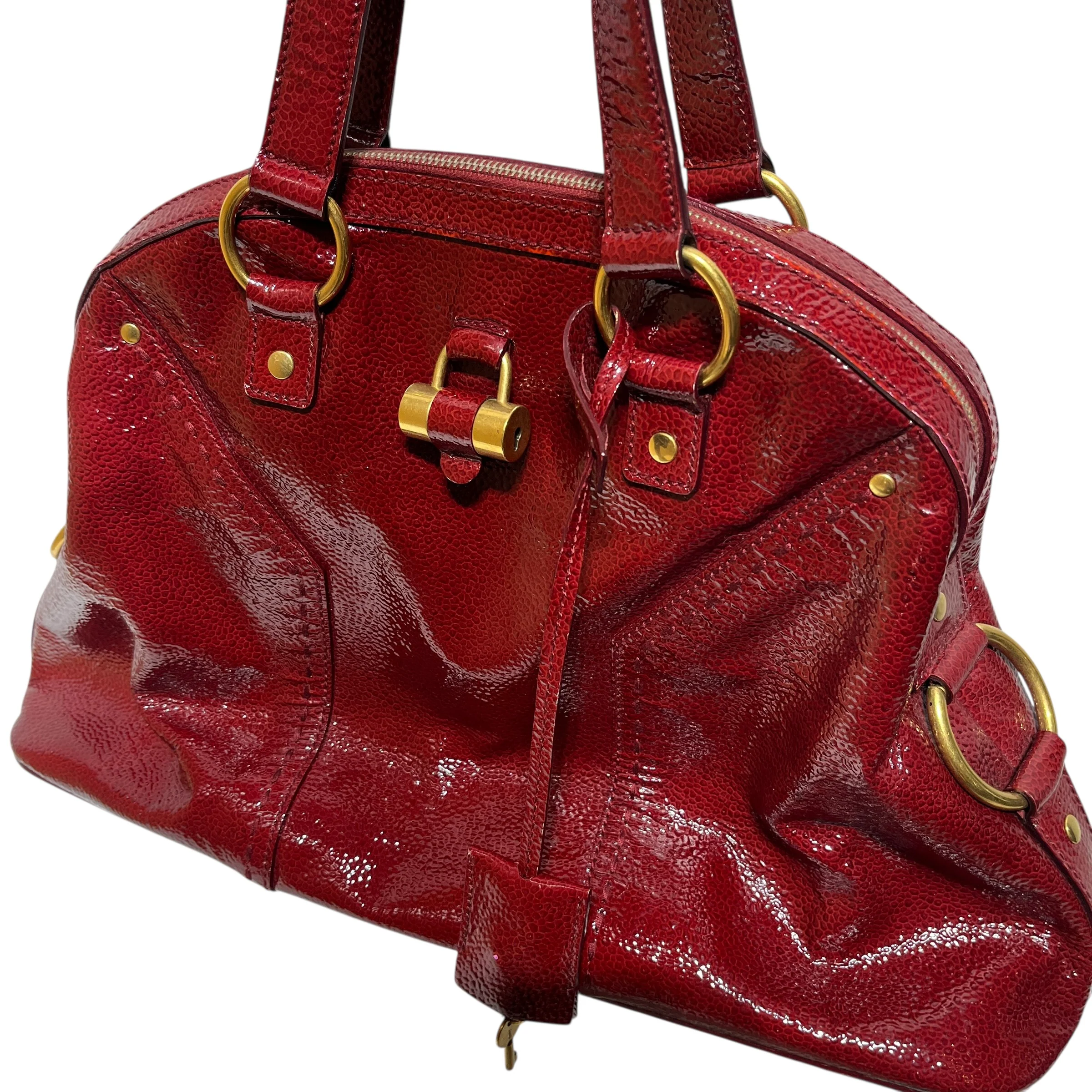 YVES SAINT LAURENT/Hand Bag/Leather/RED/Muse Lock Bag