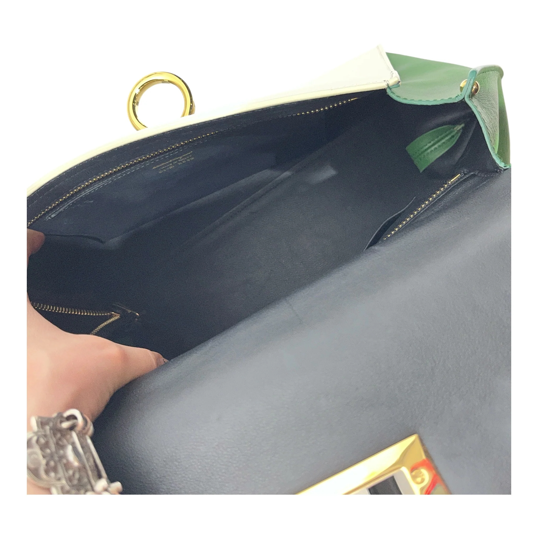 Salvatore Ferragamo/Hand Bag/Leather/WHT/Sofie Satchel Tri-Color GRN