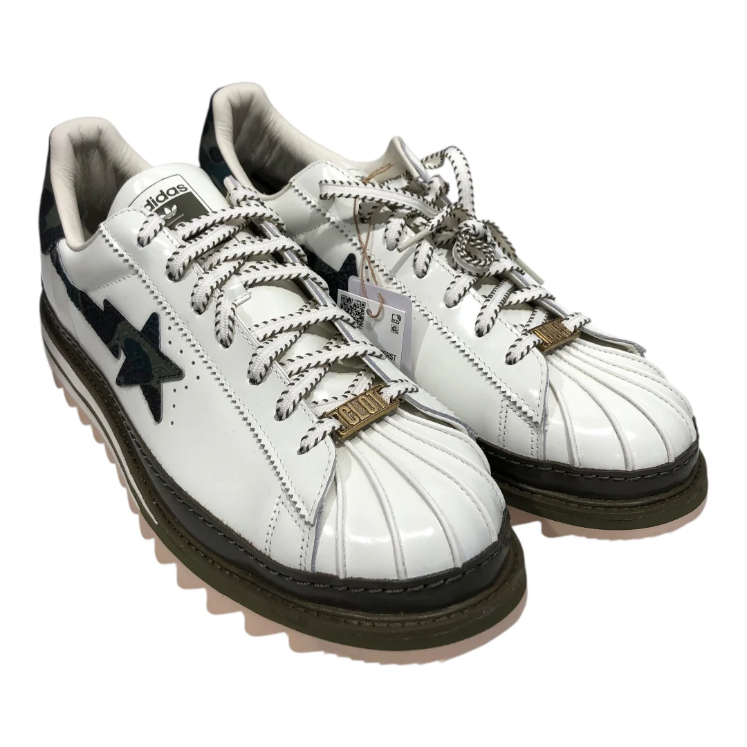 adidas/A BATHING APE/Low-Sneakers/US 14/Leather/WHT/SUPERSTAR