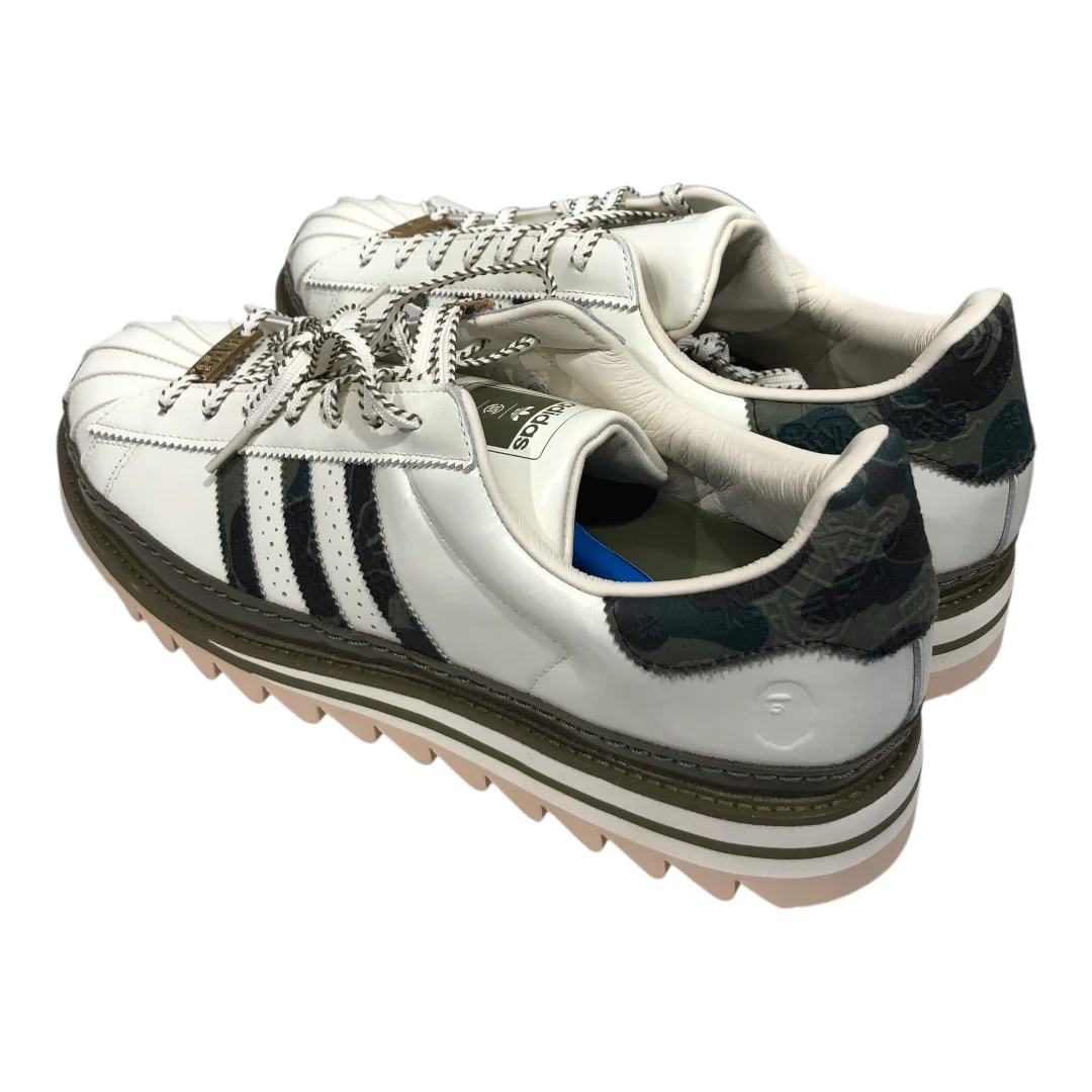 adidas/A BATHING APE/Low-Sneakers/US 14/Leather/WHT/SUPERSTAR