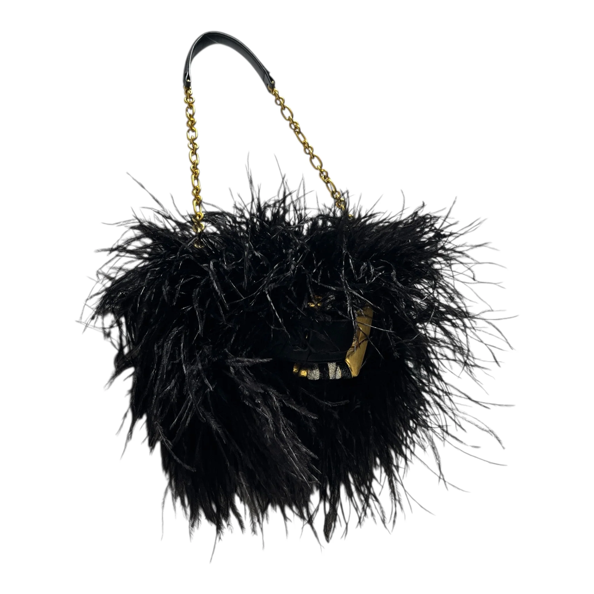 BALMAIN/Cross Body Bag/BLK/feather bag