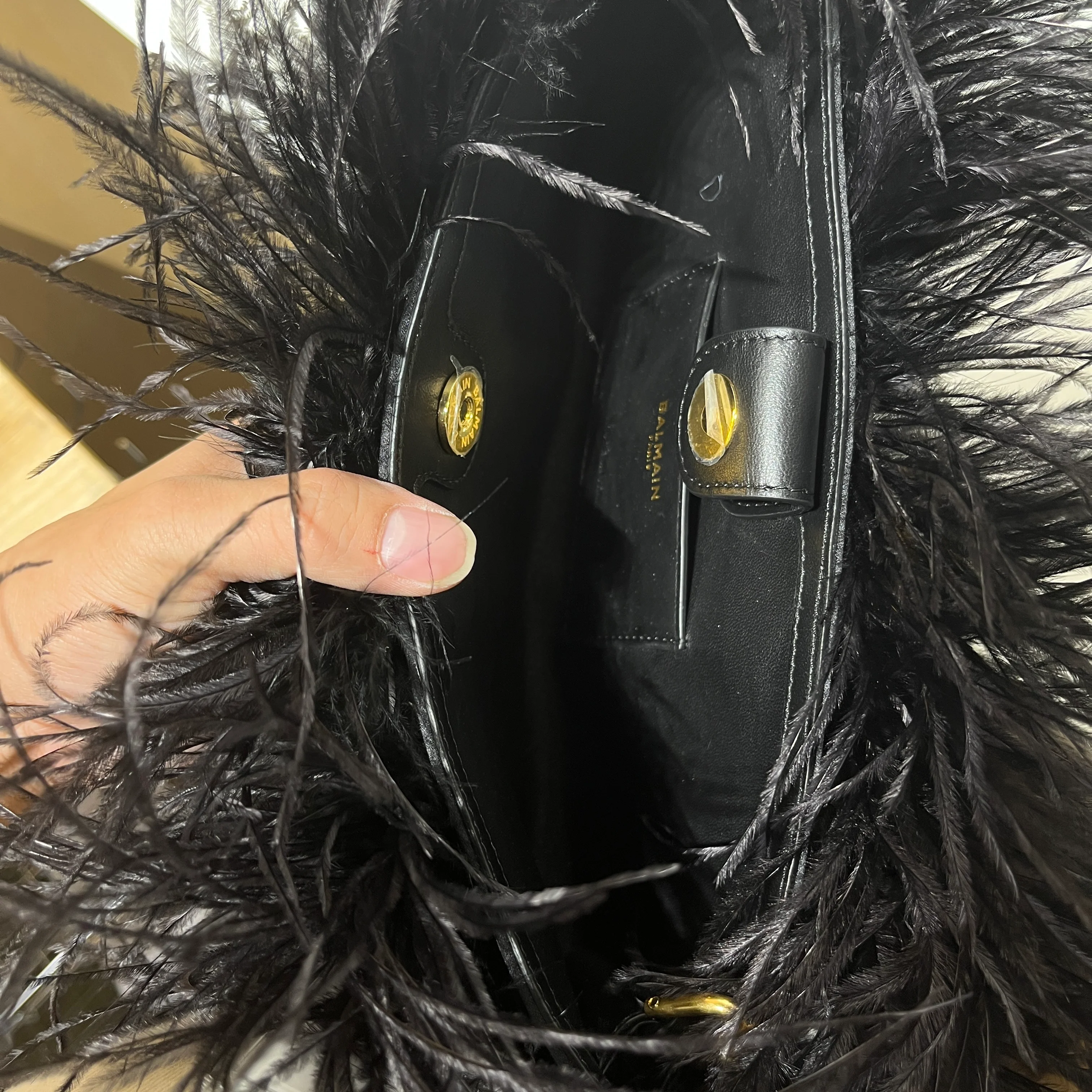 BALMAIN/Cross Body Bag/BLK/feather bag