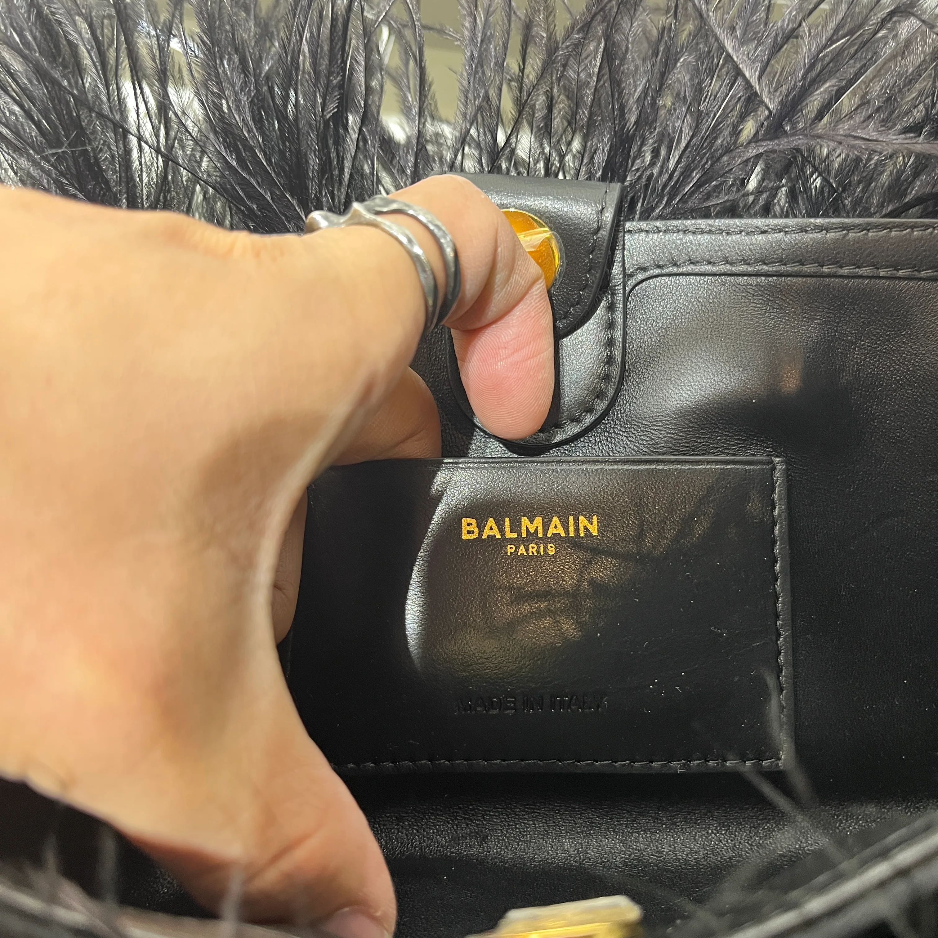 BALMAIN/Cross Body Bag/BLK/feather bag