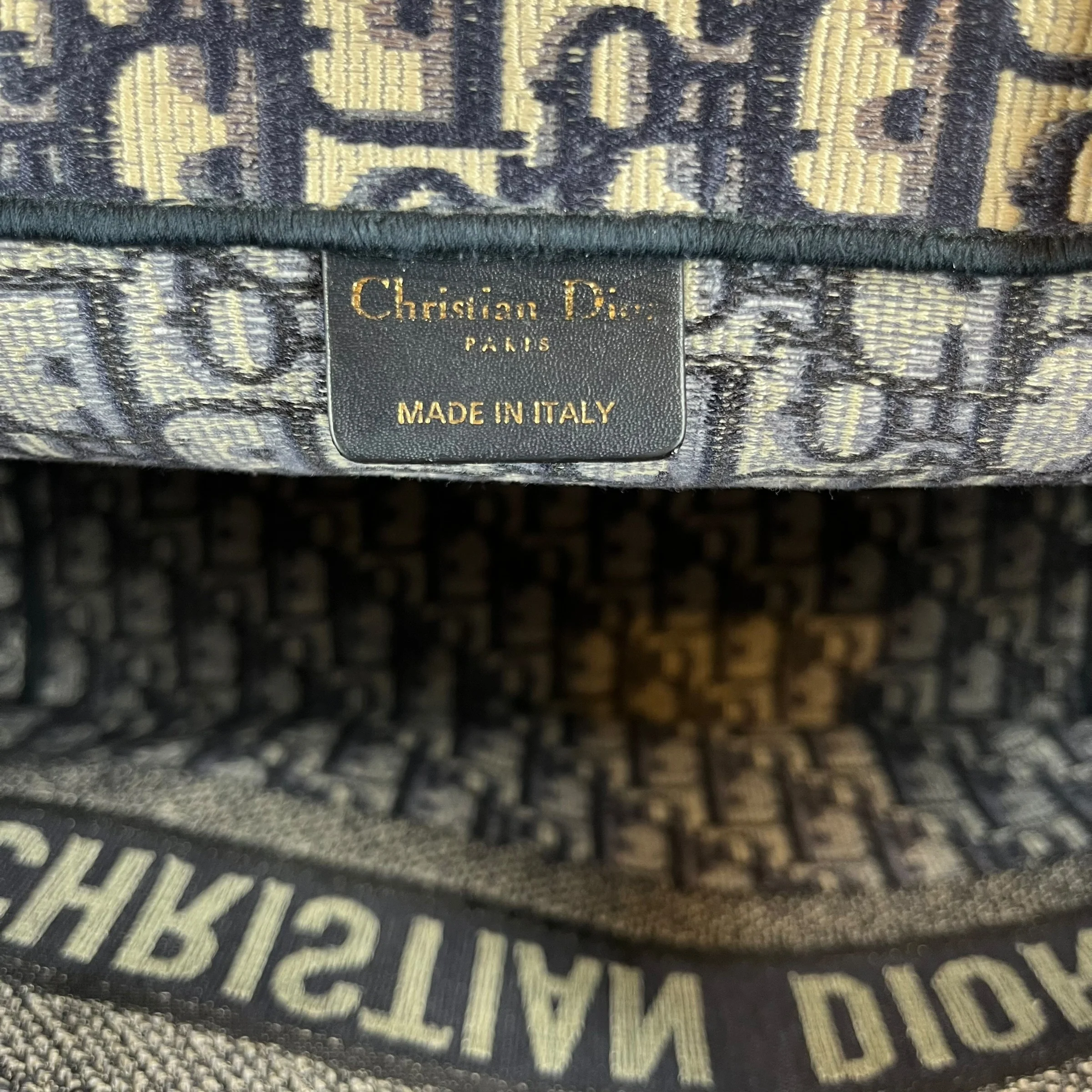 Christian Dior/Tote Bag/Monogram/Leather/NVY/BOOK TOTE