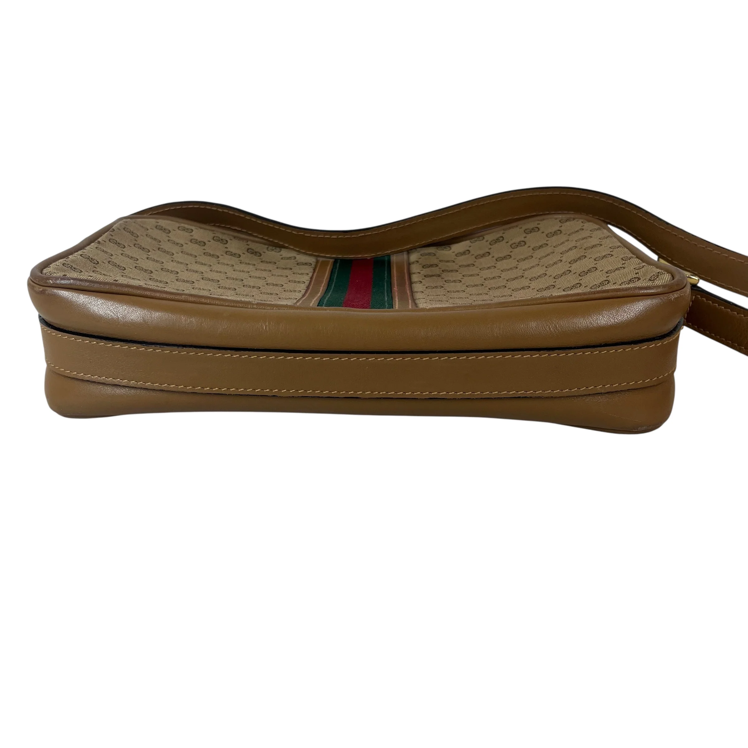GUCCI/Cross Body Bag/Monogram/Leather/CML/SHERRY LINE (1970S - 1980S)