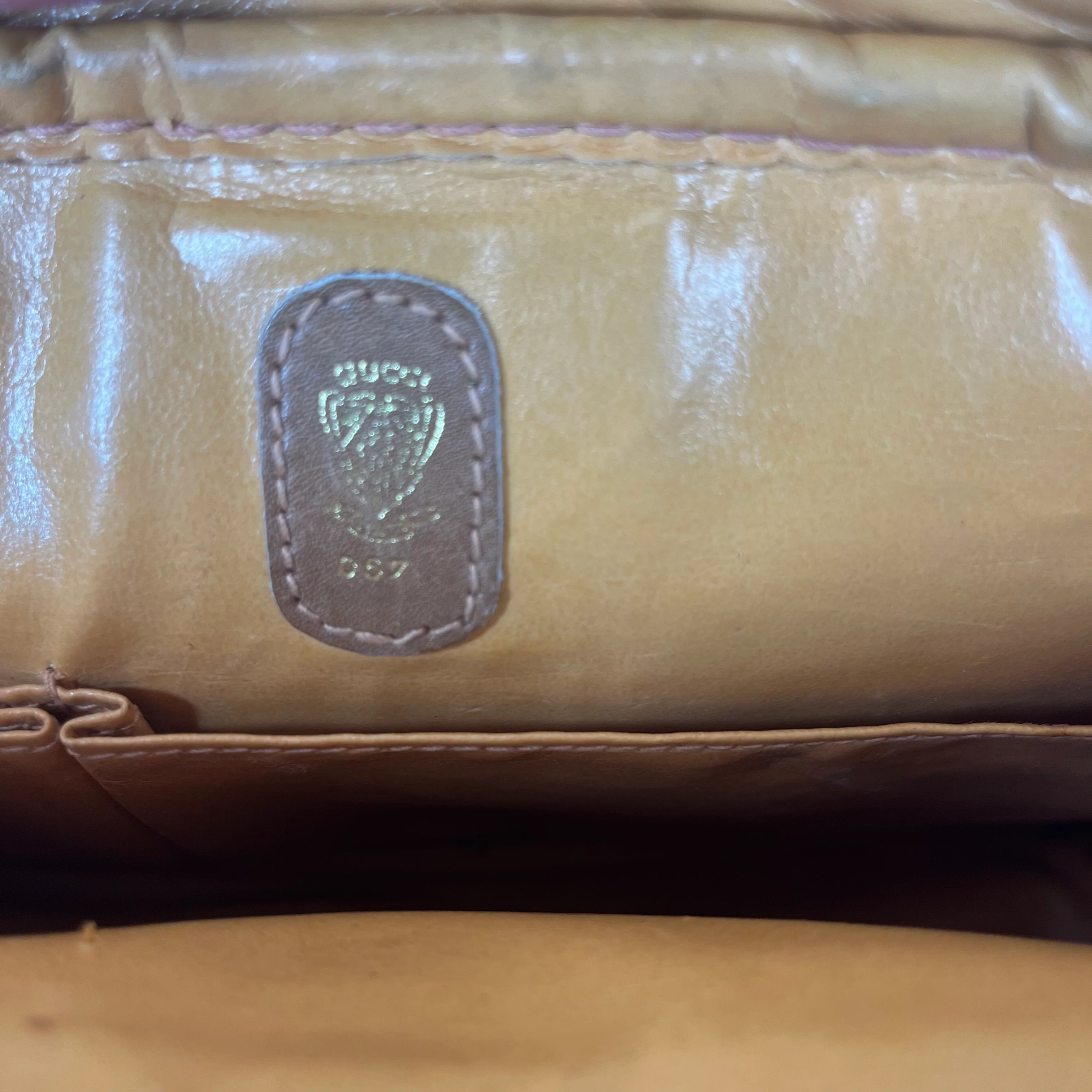 GUCCI/Cross Body Bag/Monogram/Leather/CML/SHERRY LINE (1970S - 1980S)