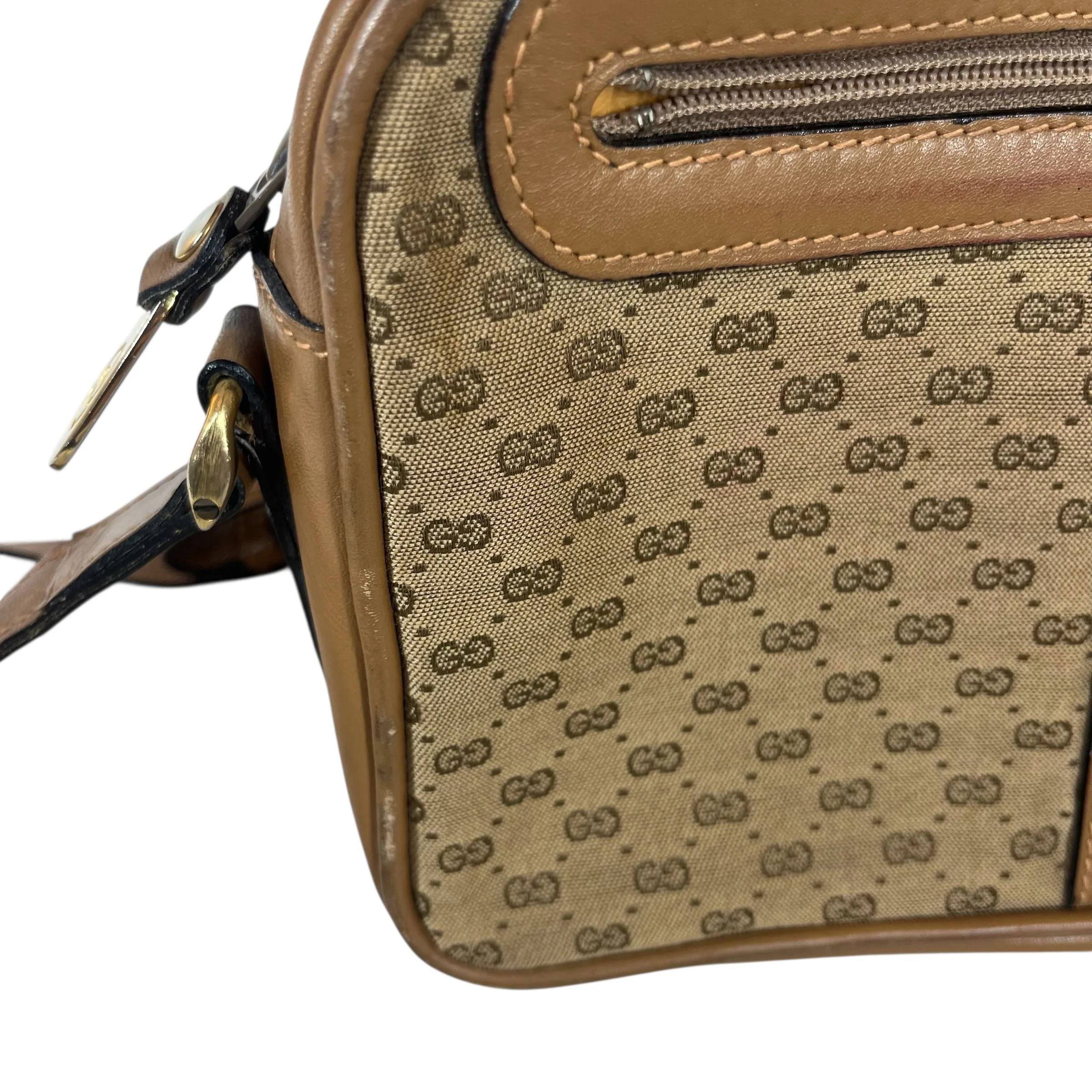 GUCCI/Cross Body Bag/Monogram/Leather/CML/SHERRY LINE (1970S - 1980S)
