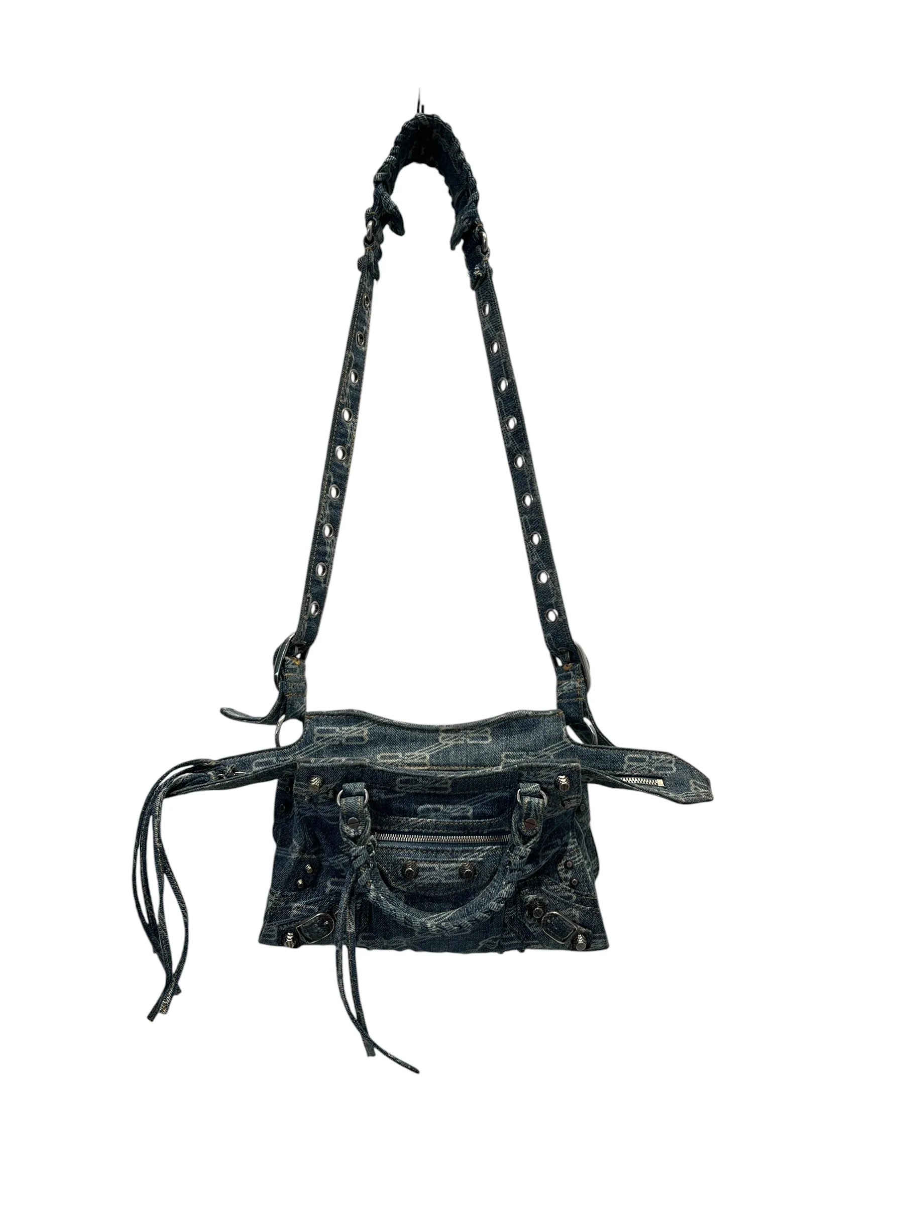 BALENCIAGA/Bag/Monogram/Denim/BLU/NEO CAGOLE XS SHOULDER BAG