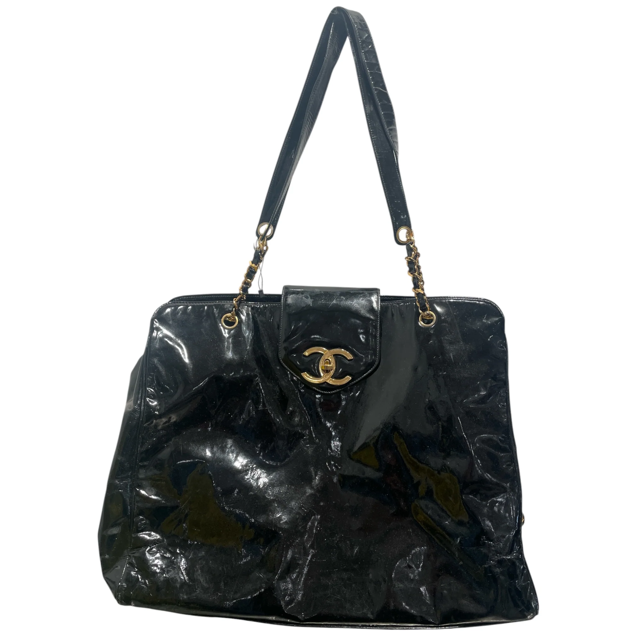 CHANEL/Tote Bag/Leather/BLK/Patented Weekender Tote Bag