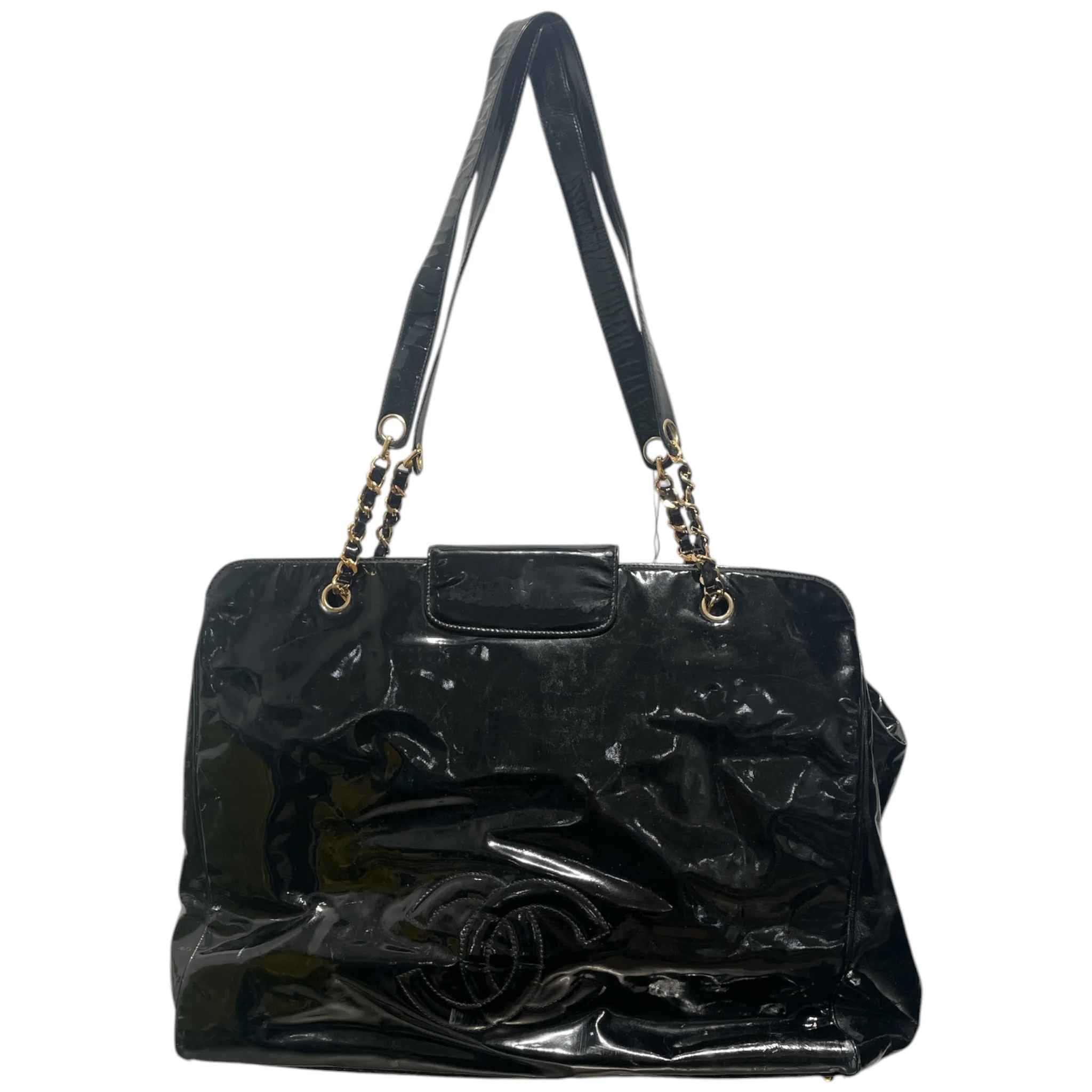 CHANEL/Tote Bag/Leather/BLK/Patented Weekender Tote Bag