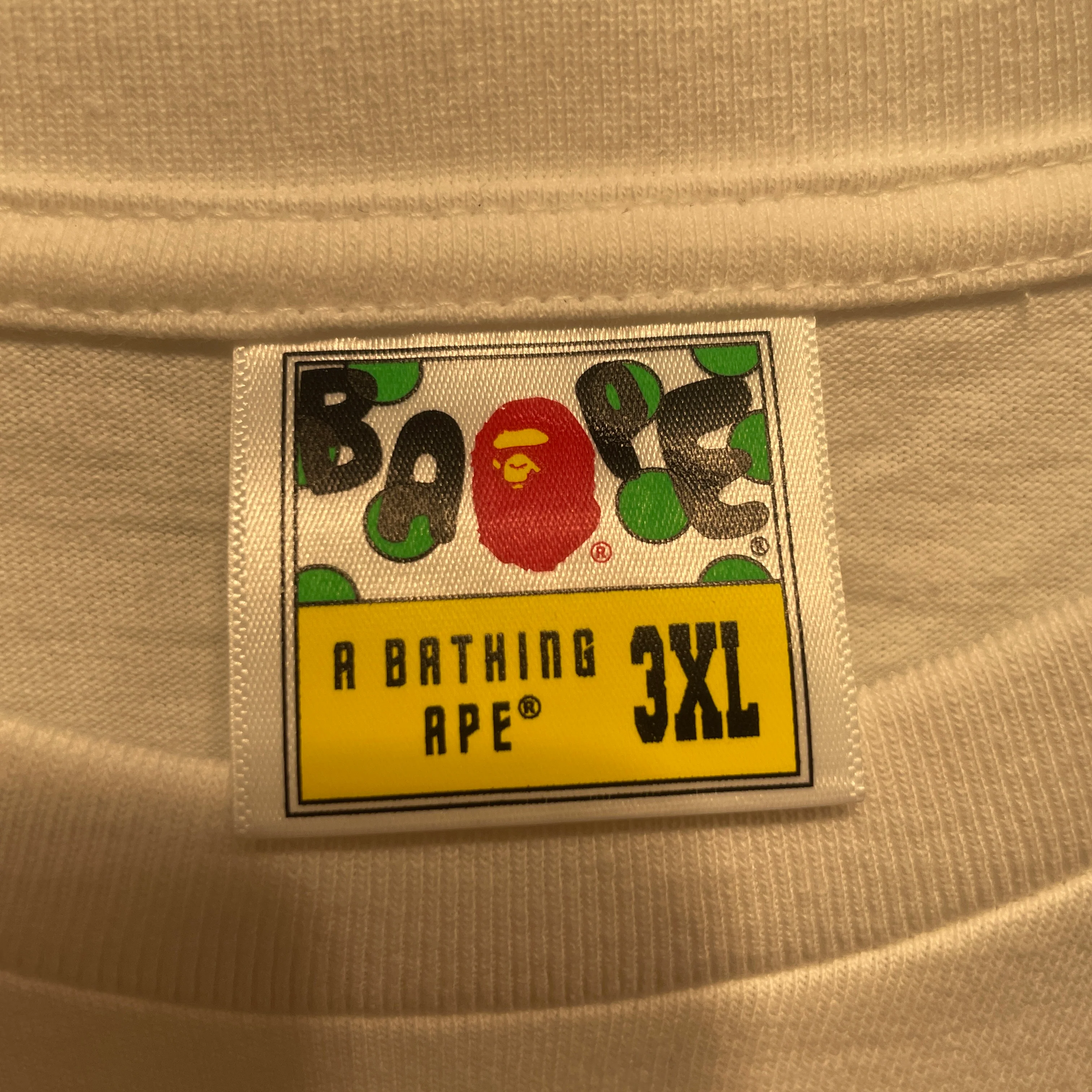 A BATHING APE/T-Shirt/XXXL/Cotton/WHT/usa 1993