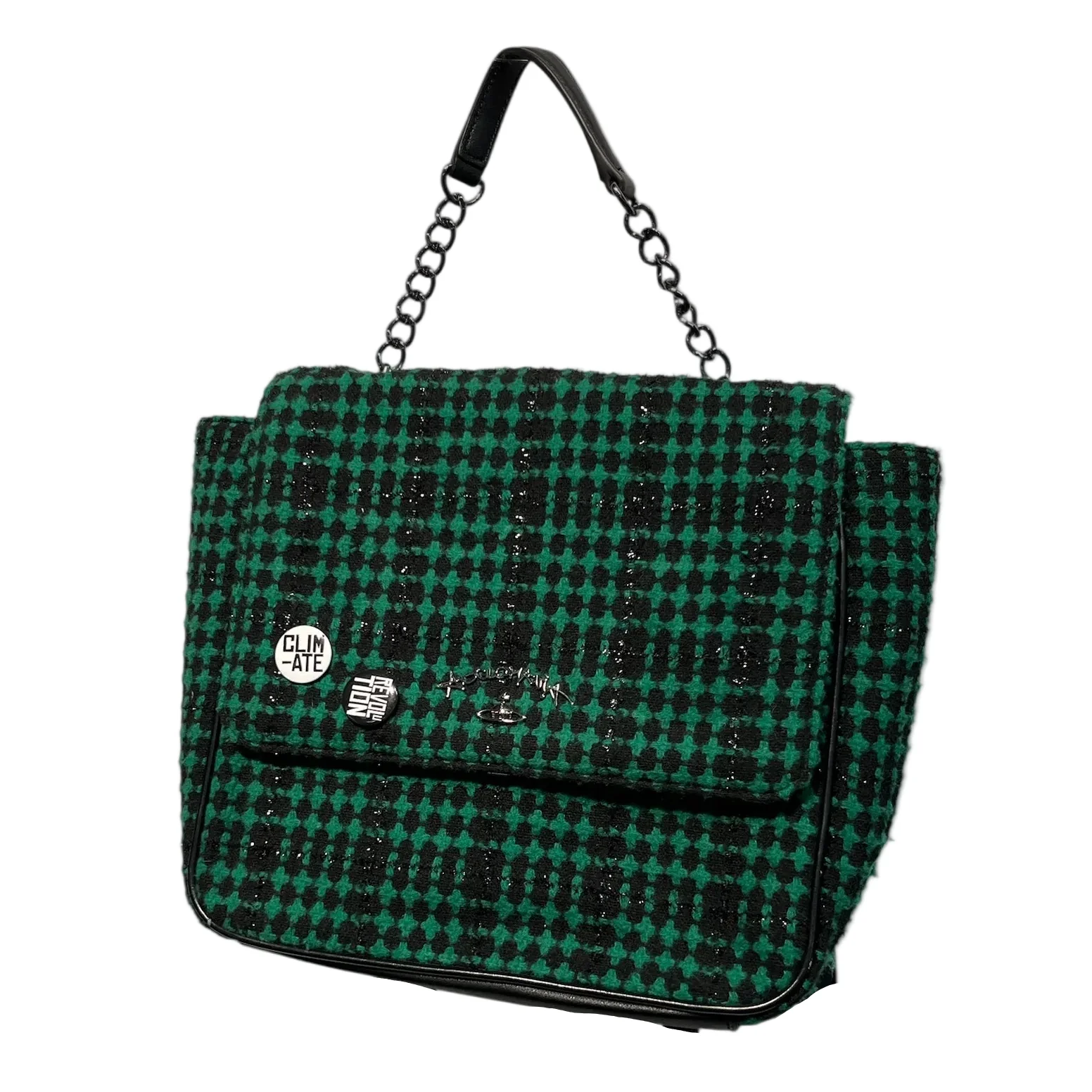 Vivienne Westwood/ANGLOMANIA/Hand Bag/mssnger Tweed w/ pins on flap