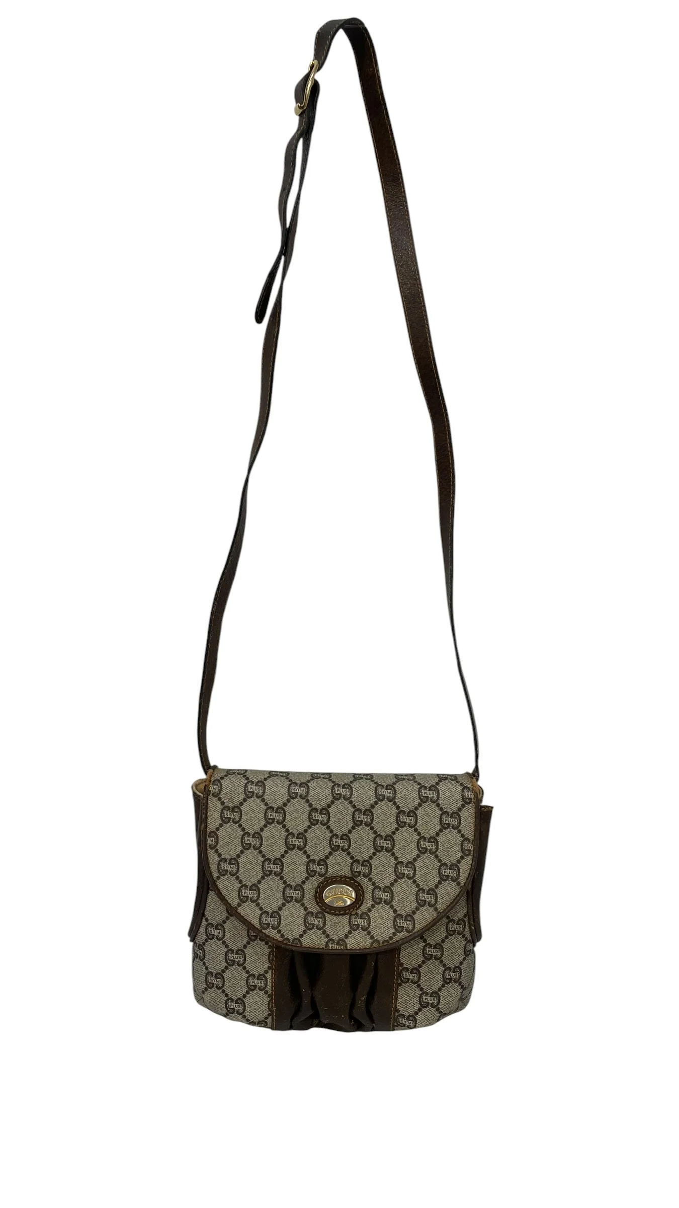 GUCCI/Cross Body Bag/Monogram/Leather/BRW/VINTAGE GG PLUS