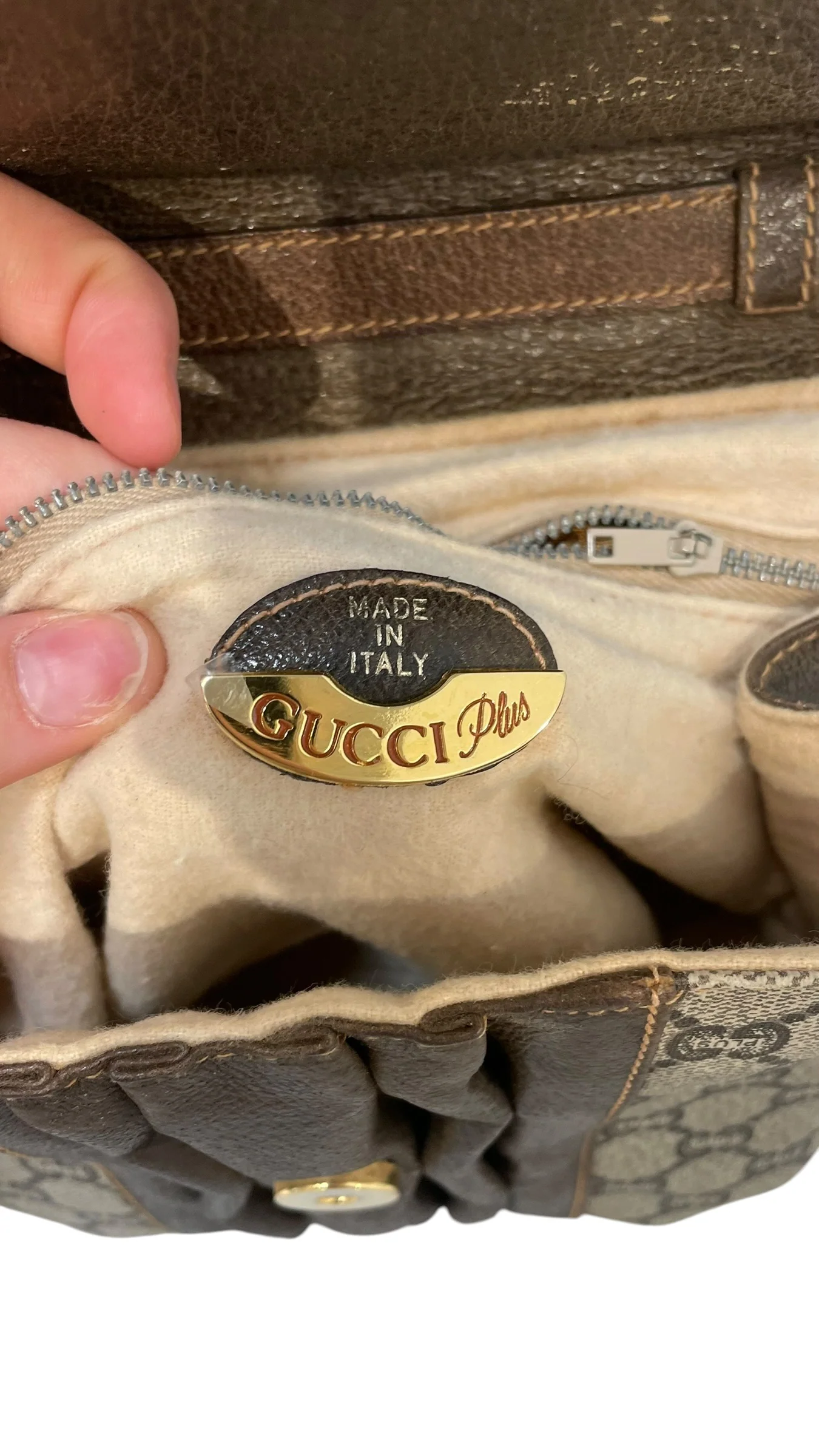 GUCCI/Cross Body Bag/Monogram/Leather/BRW/VINTAGE GG PLUS