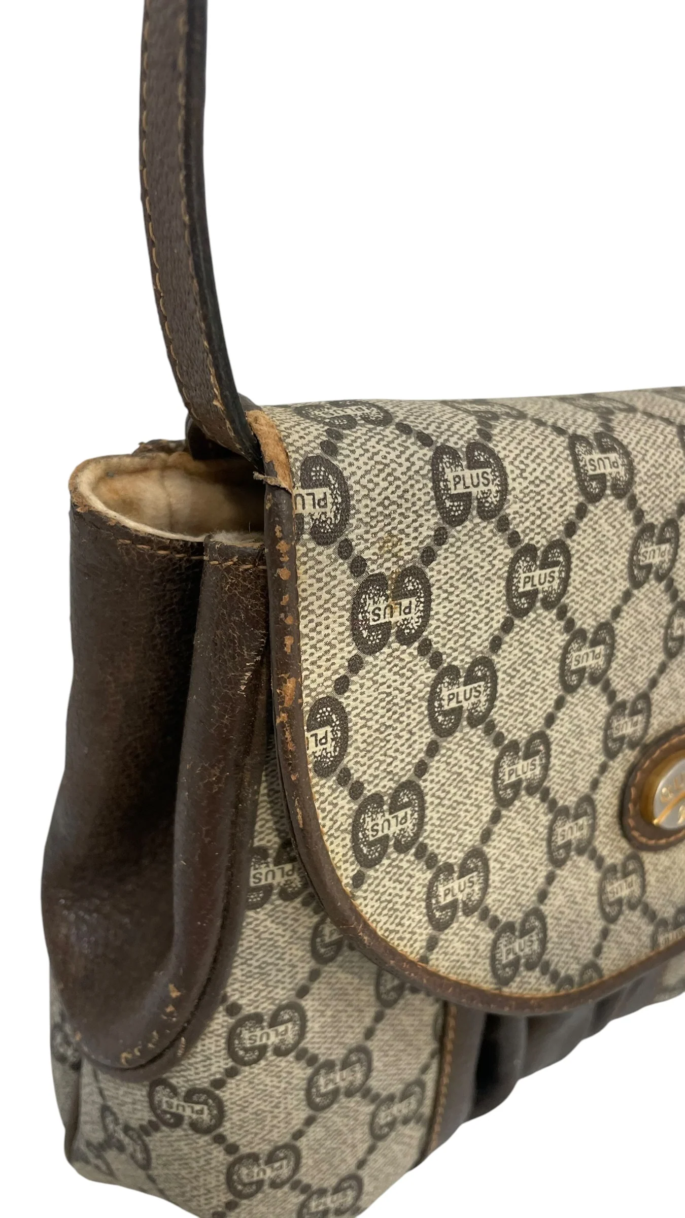 GUCCI/Cross Body Bag/Monogram/Leather/BRW/VINTAGE GG PLUS