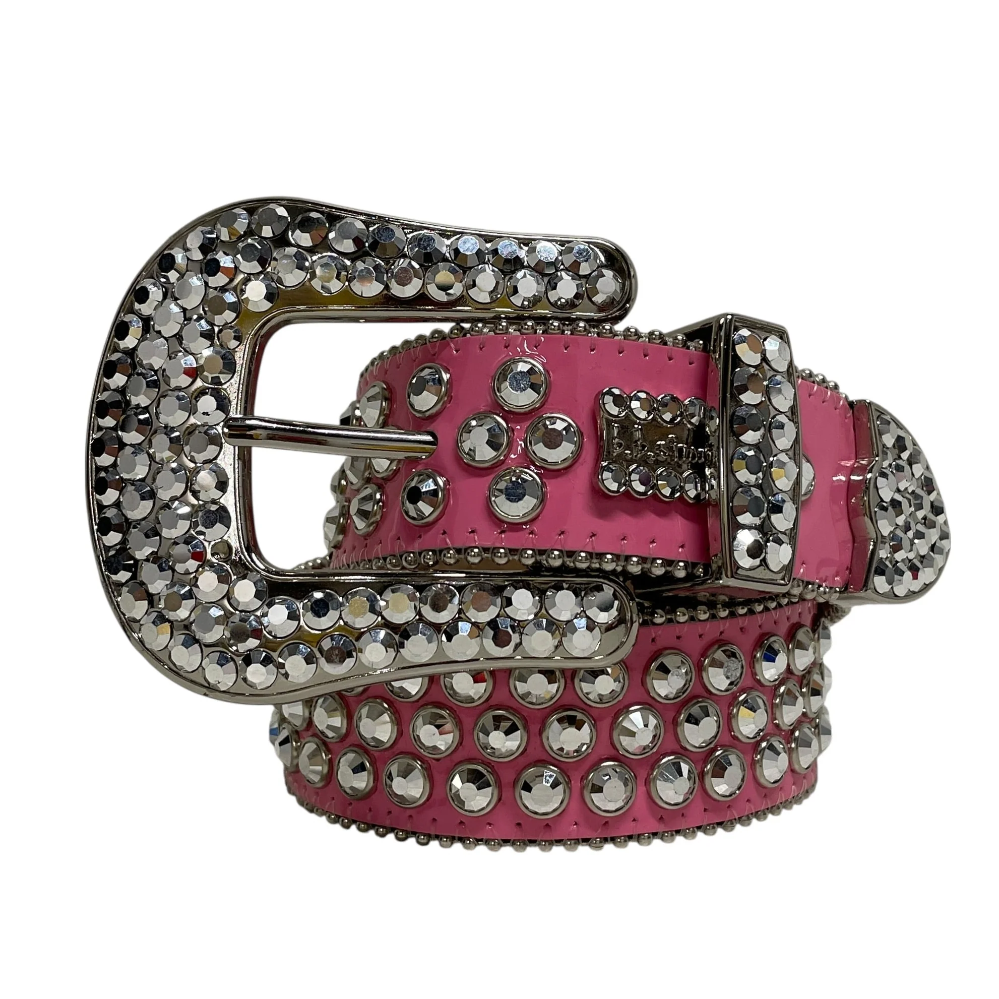 b.b.simon/Belt/Leather/PNK/SILVER RHINESTONE