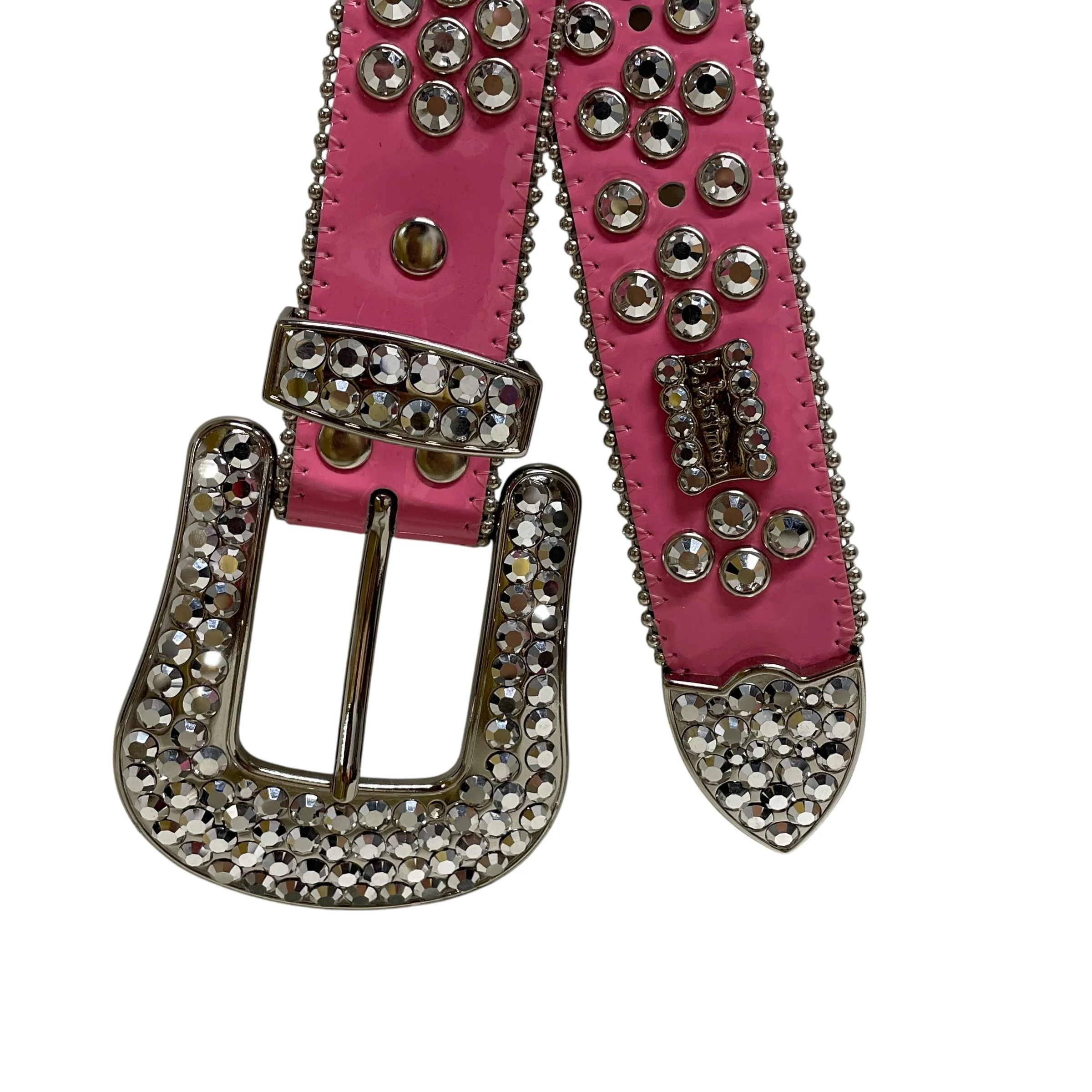 b.b.simon/Belt/Leather/PNK/SILVER RHINESTONE