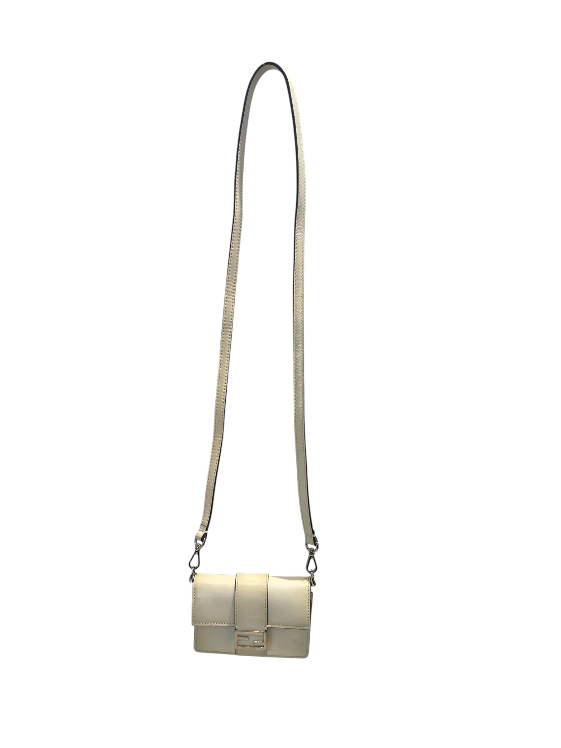 FENDI/Cross Body Bag/Leather/BEG/micro flat ff logo
