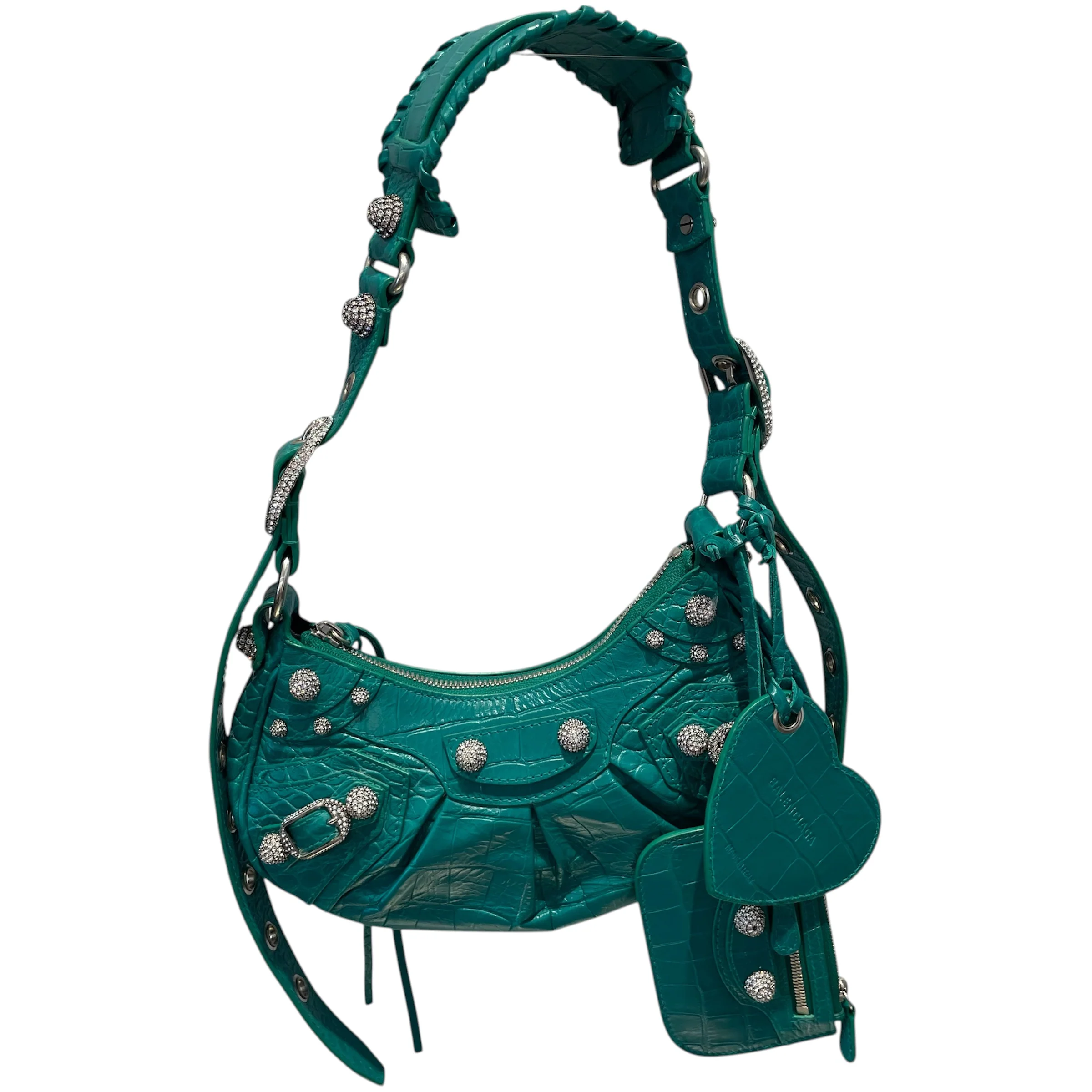 BALENCIAGA/Cross Body Bag/Leather/GRN/croc. embossed le cagole