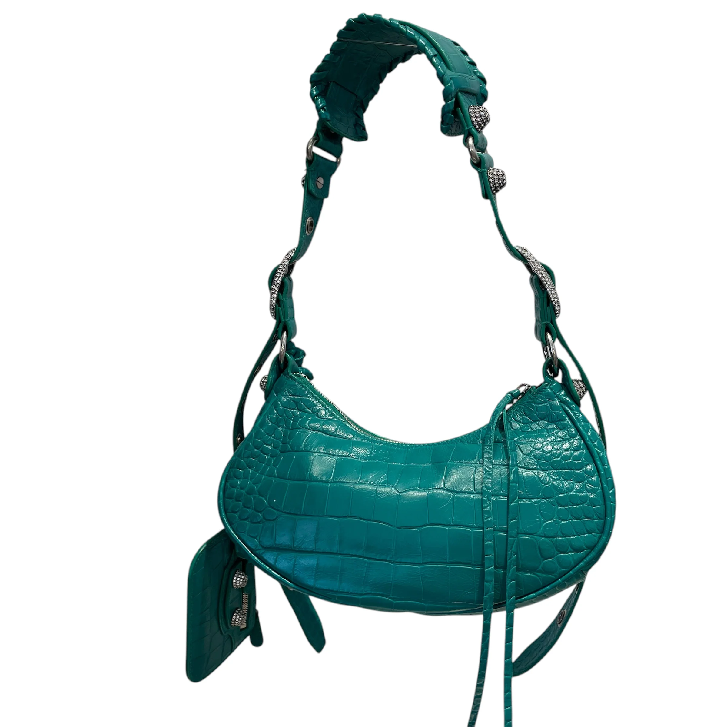 BALENCIAGA/Cross Body Bag/Leather/GRN/croc. embossed le cagole