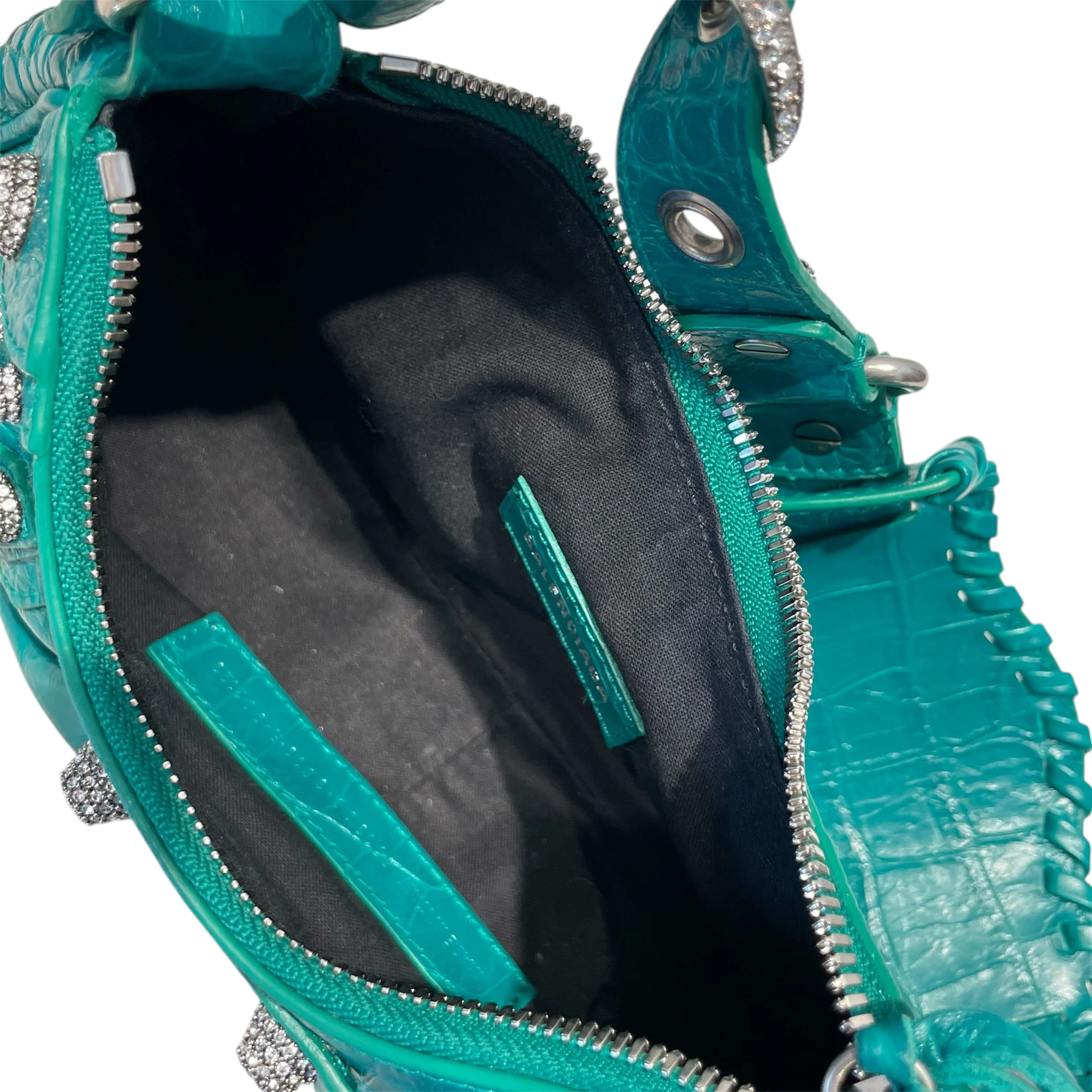 BALENCIAGA/Cross Body Bag/Leather/GRN/croc. embossed le cagole