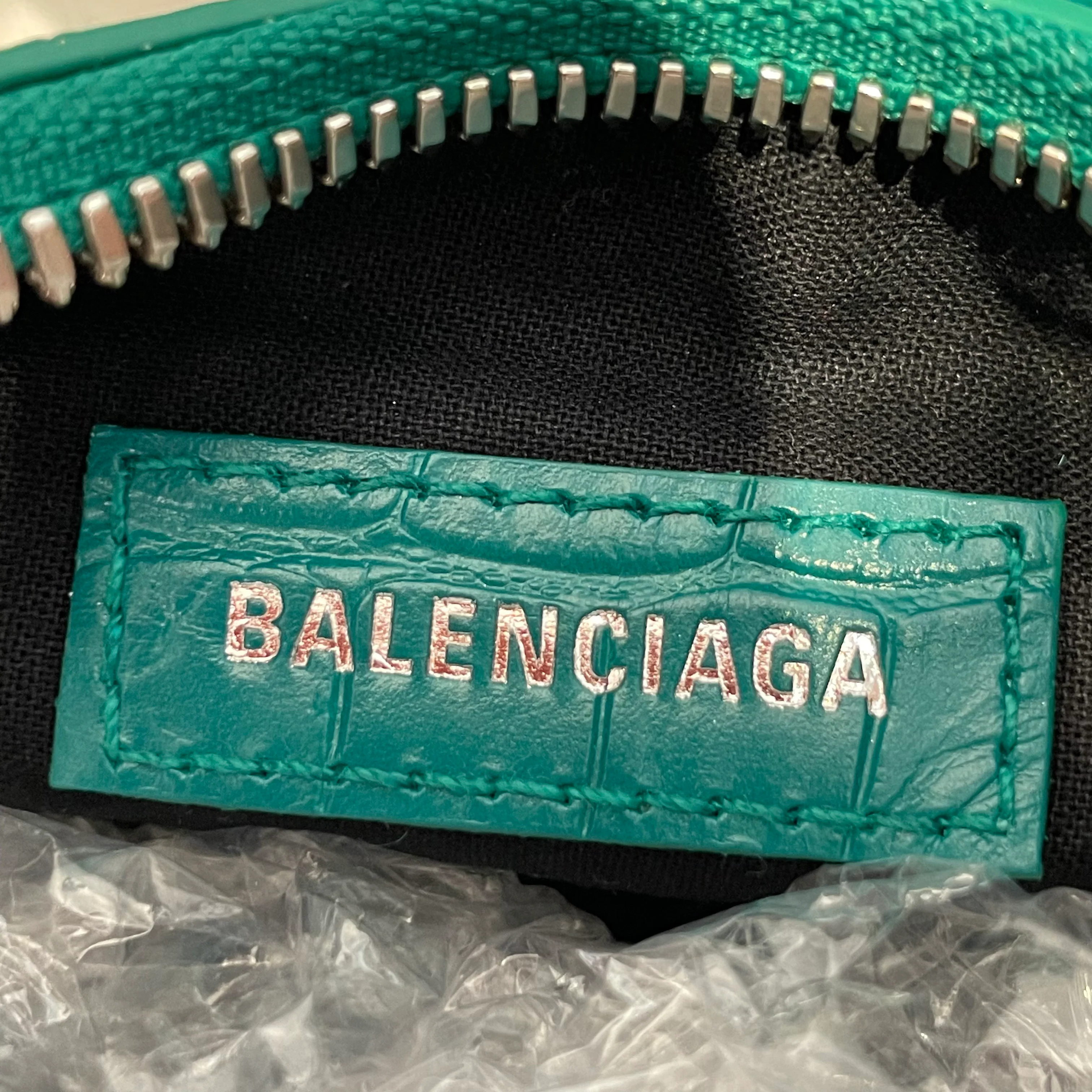 BALENCIAGA/Cross Body Bag/Leather/GRN/croc. embossed le cagole