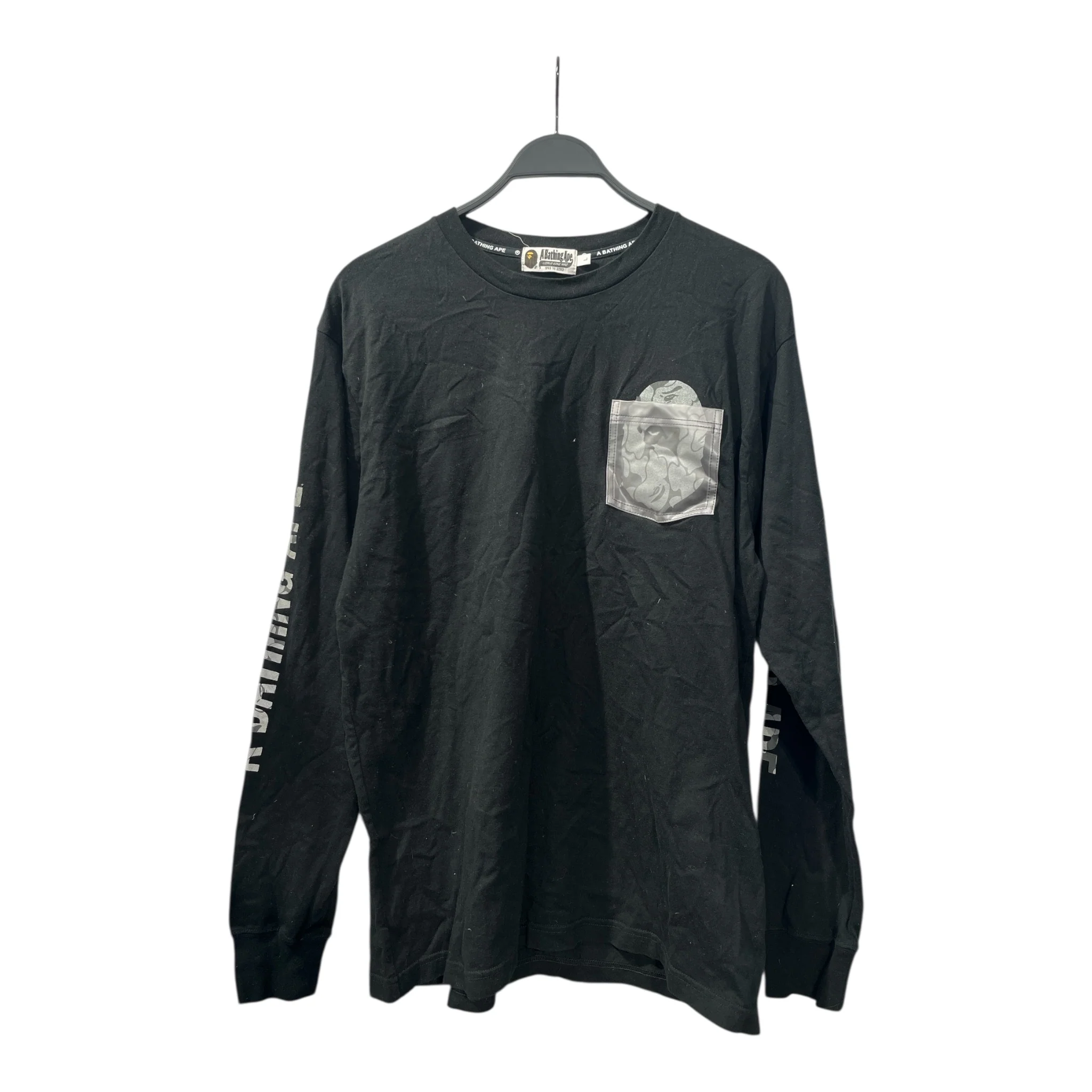 A BATHING APE/LS T-Shirt/L/Cotton/BLK/Camouflage/REFLECTIVE CAMO W/ POCKET