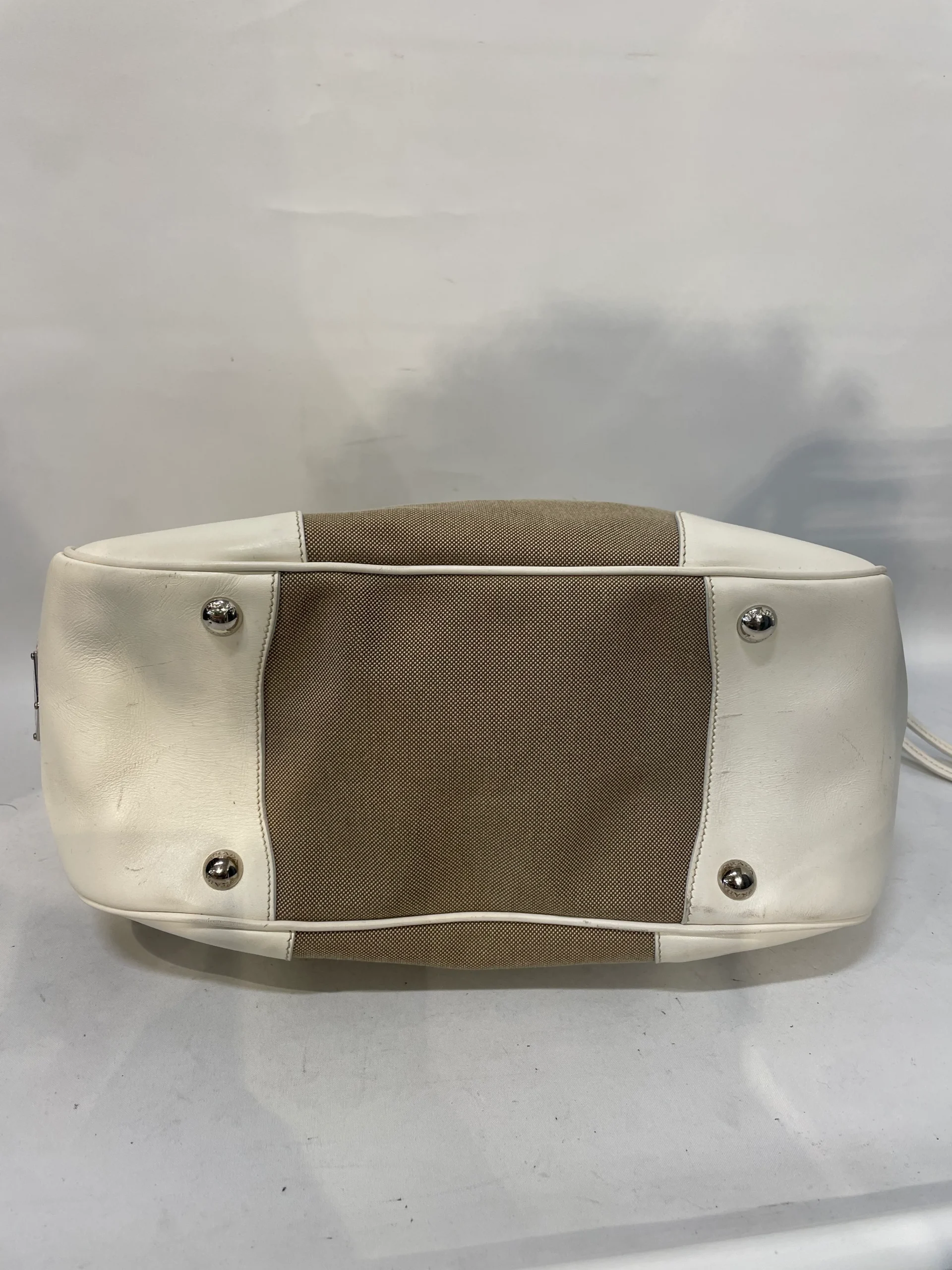 PRADA/Bag/Cotton/BEG/hobo canapa satchel white edge