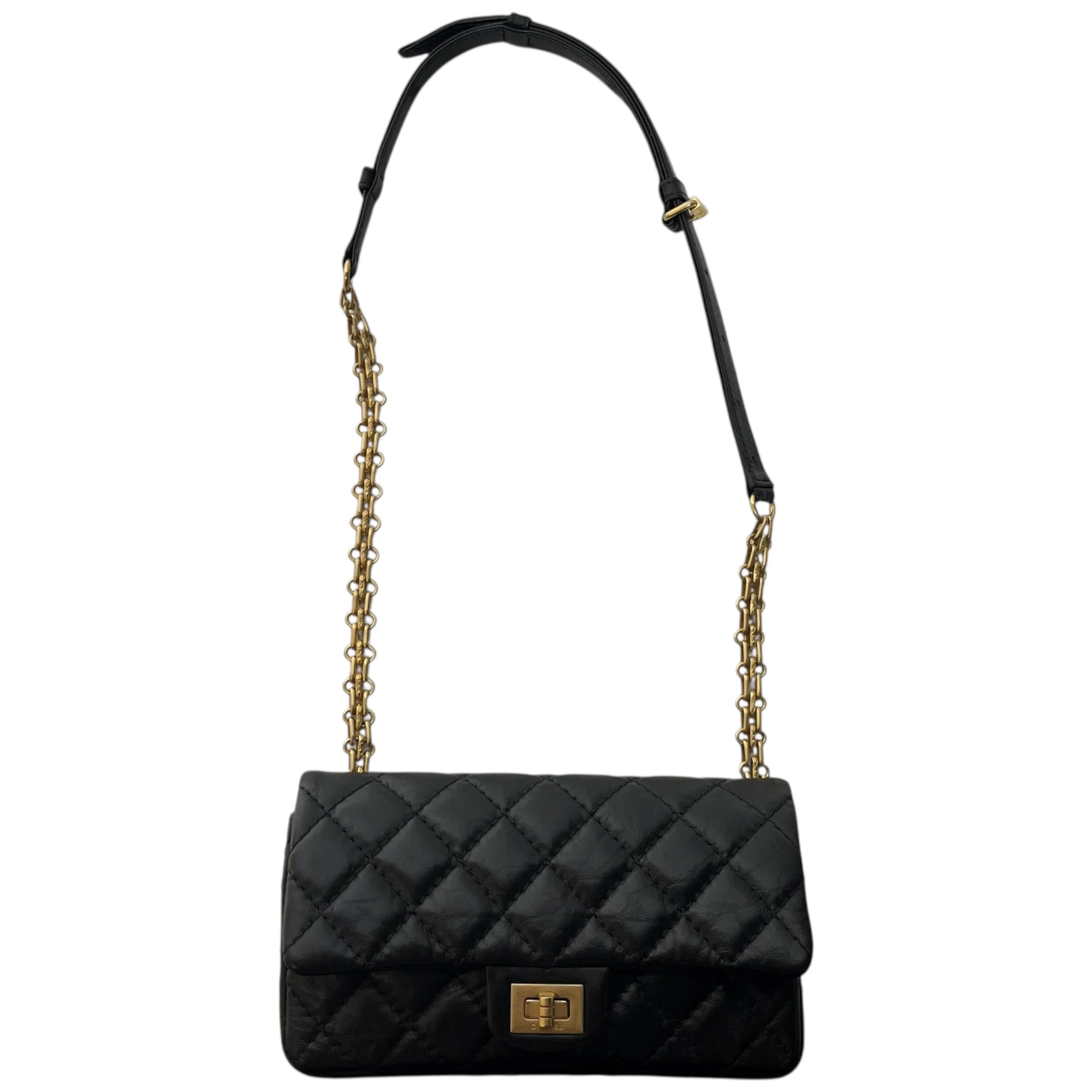 CHANEL/Cross Body Bag/Leather/BLK/QUILTED 255 REISSUE