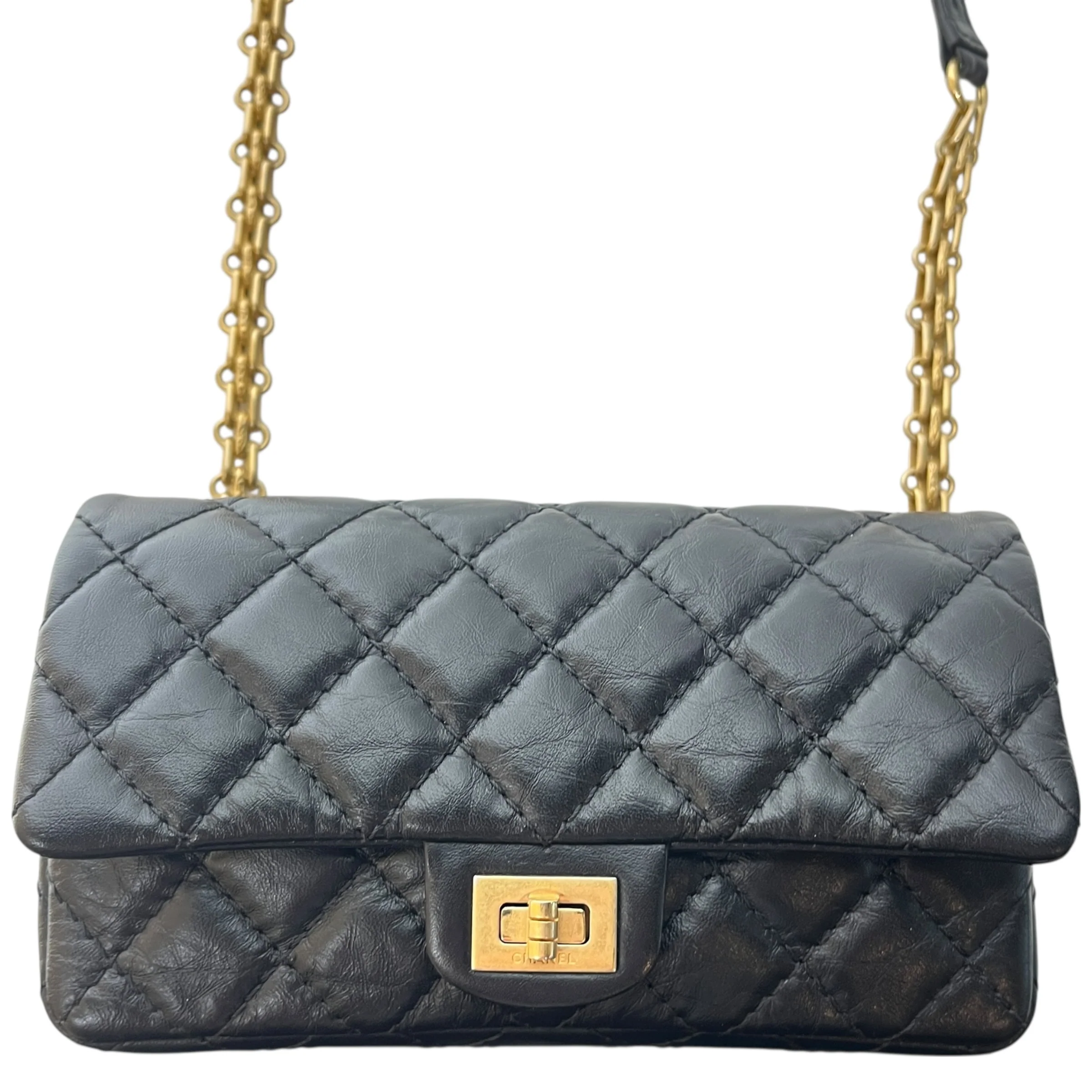 CHANEL/Cross Body Bag/Leather/BLK/QUILTED 255 REISSUE