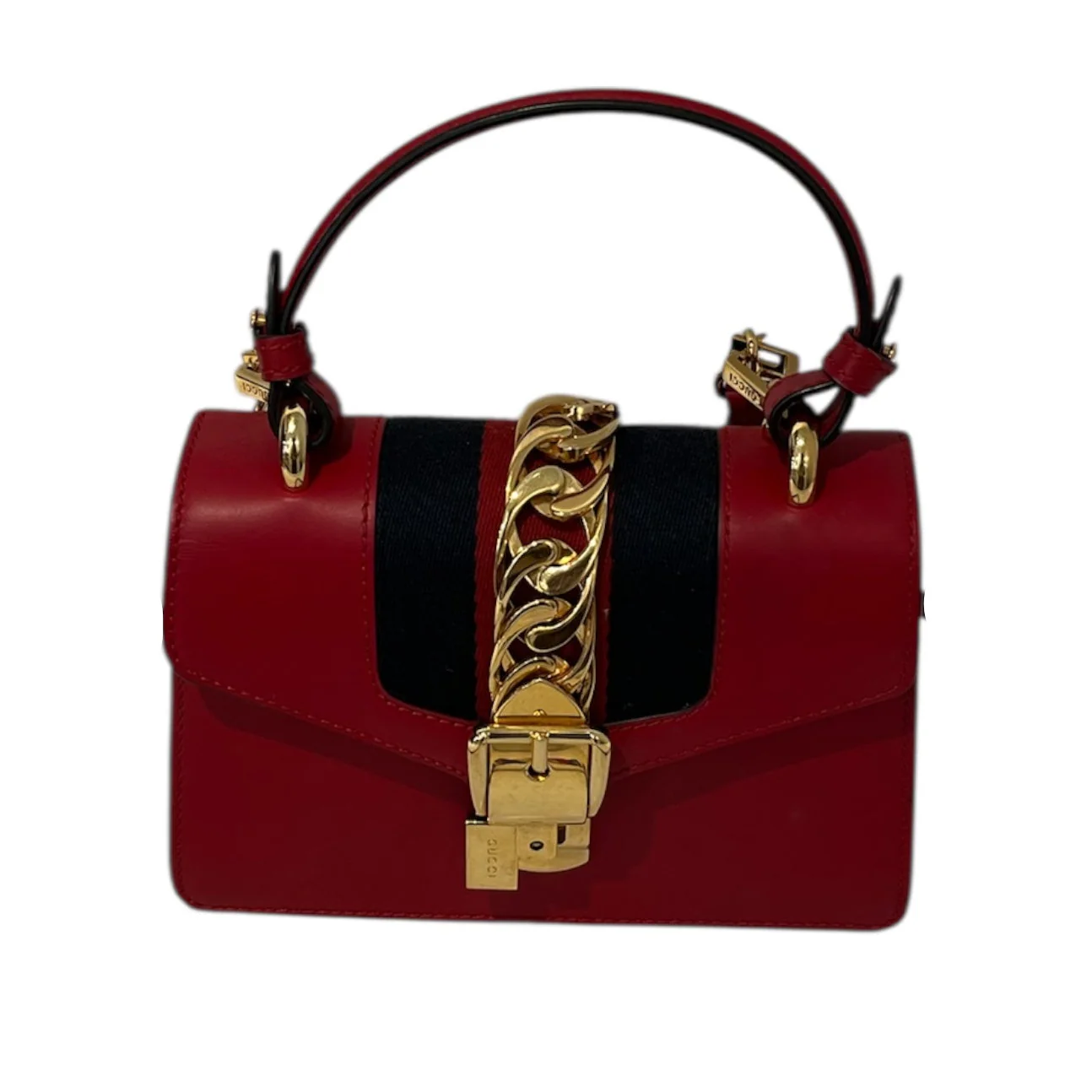 GUCCI/Cross Body Bag/Leather/RED/SYLVIE MINI TOP HANDLE