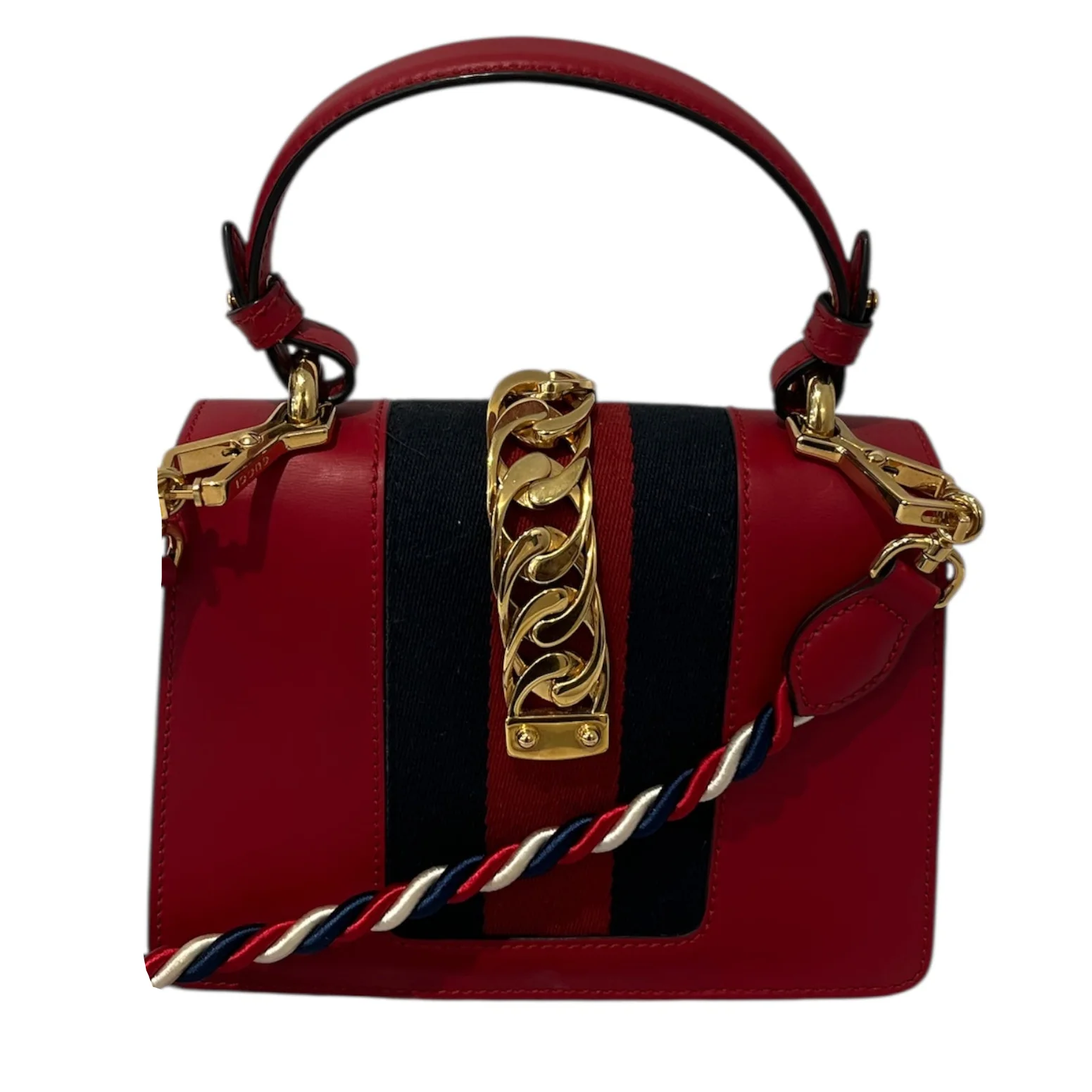 GUCCI/Cross Body Bag/Leather/RED/SYLVIE MINI TOP HANDLE