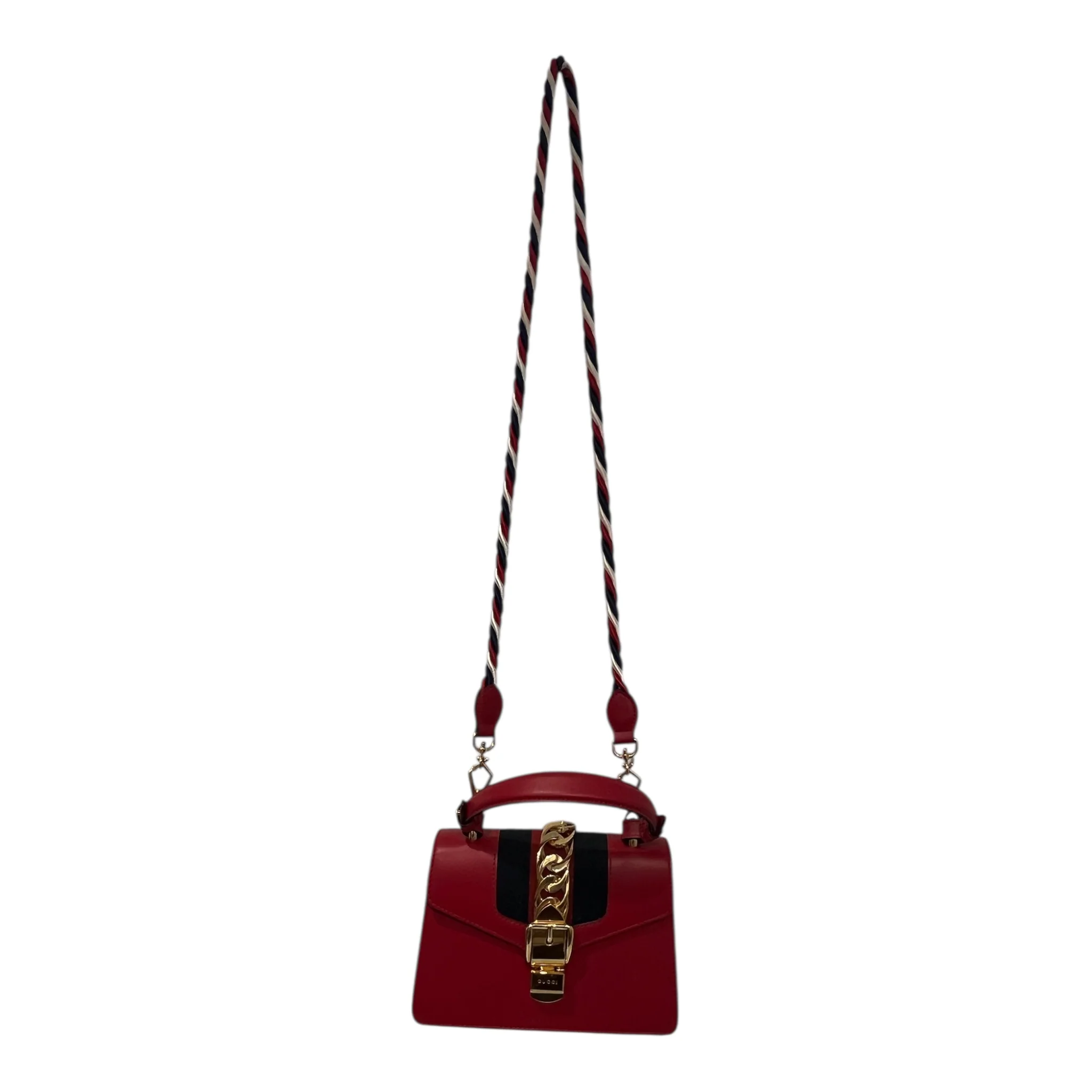 GUCCI/Cross Body Bag/Leather/RED/SYLVIE MINI TOP HANDLE