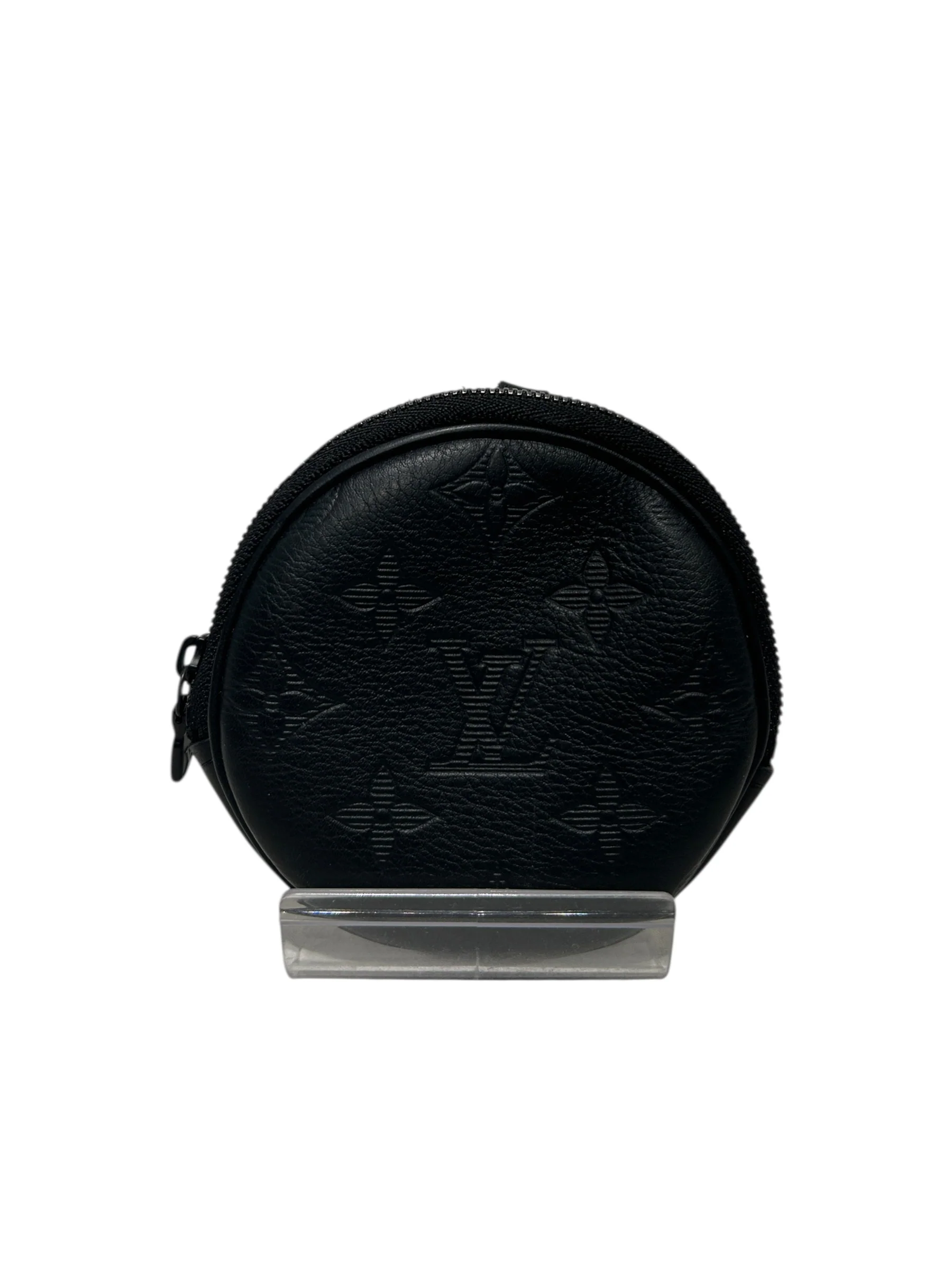 LOUIS VUITTON/Pouch/All Over Print/Leather/BLK/coin case