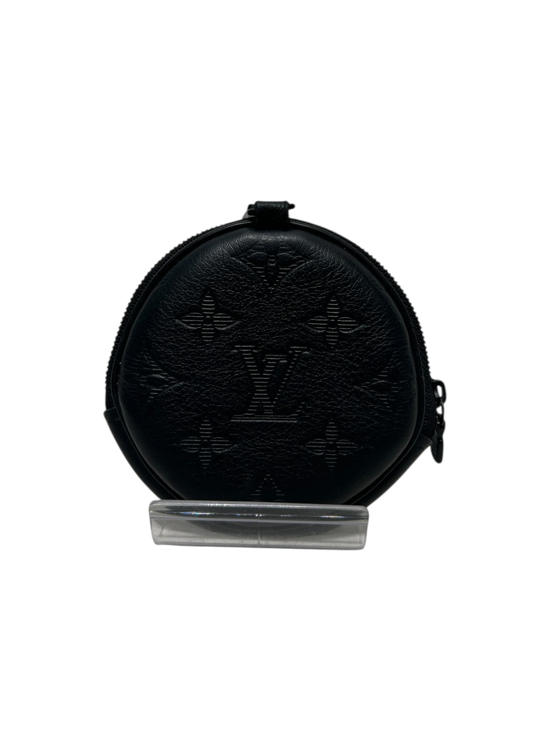 LOUIS VUITTON/Pouch/All Over Print/Leather/BLK/coin case