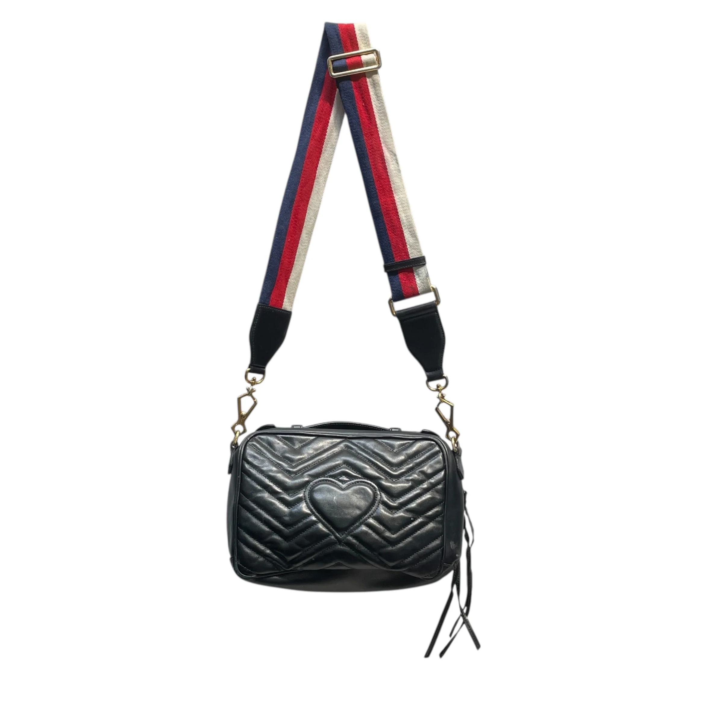 GUCCI/Cross Body Bag/Leather/BLK/GG MARMONT