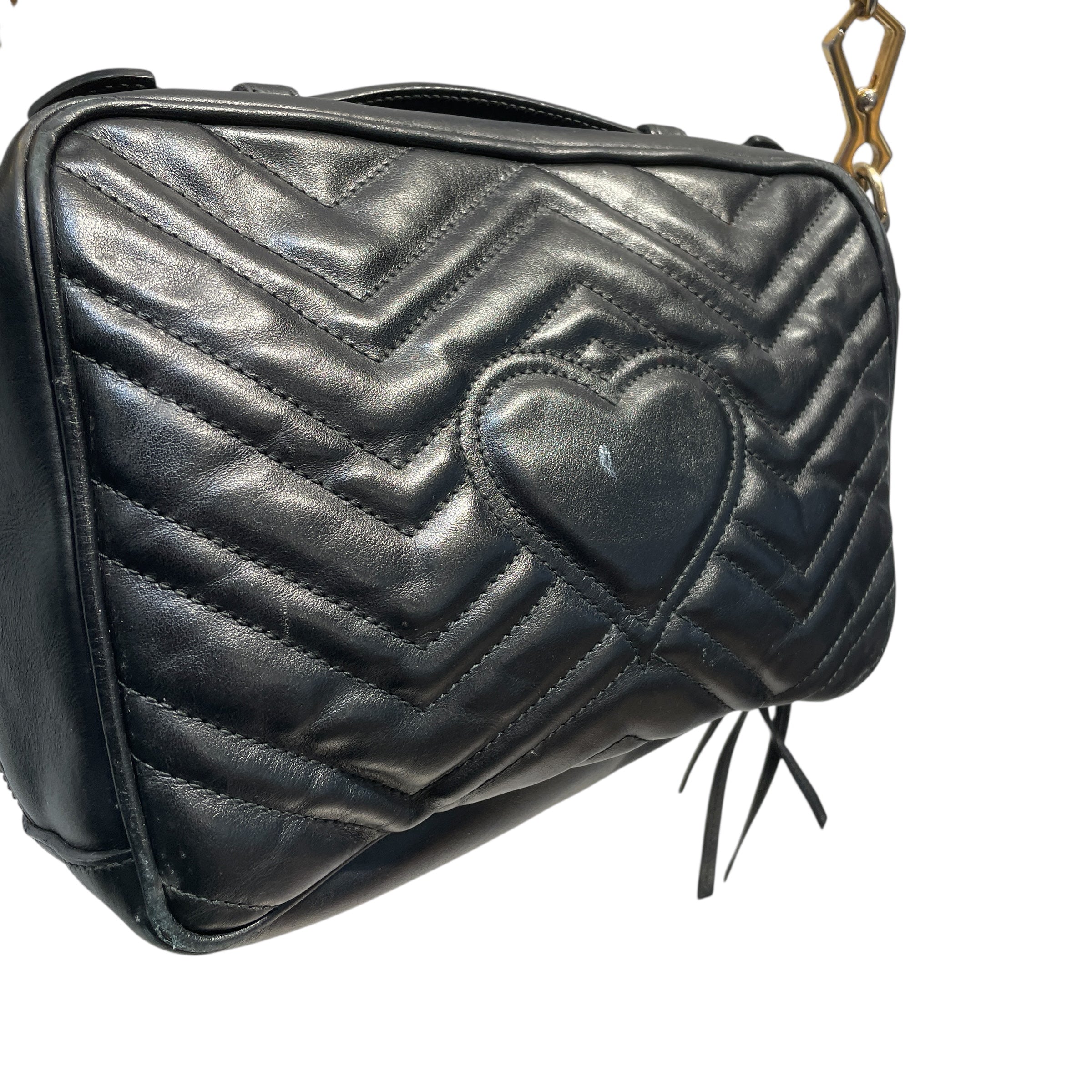 GUCCI/Cross Body Bag/Leather/BLK/GG MARMONT