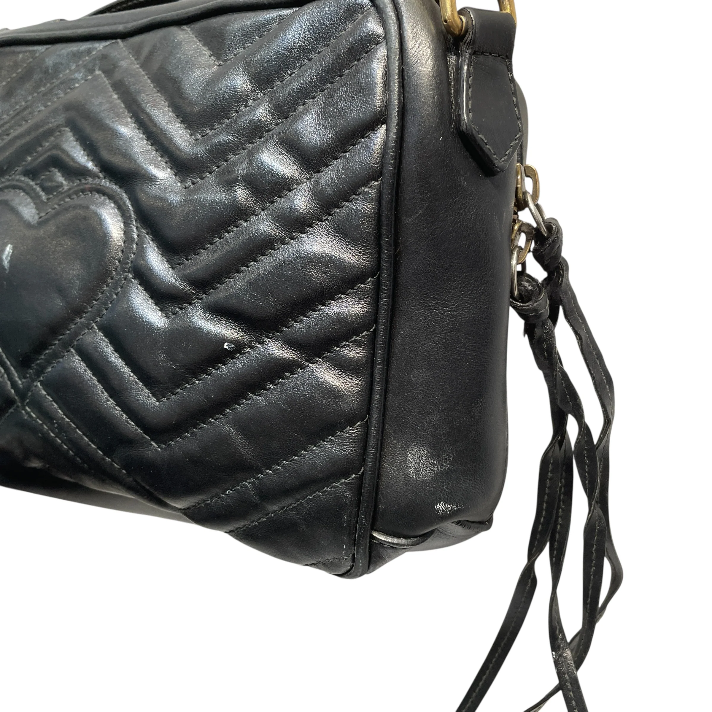 GUCCI/Cross Body Bag/Leather/BLK/GG MARMONT