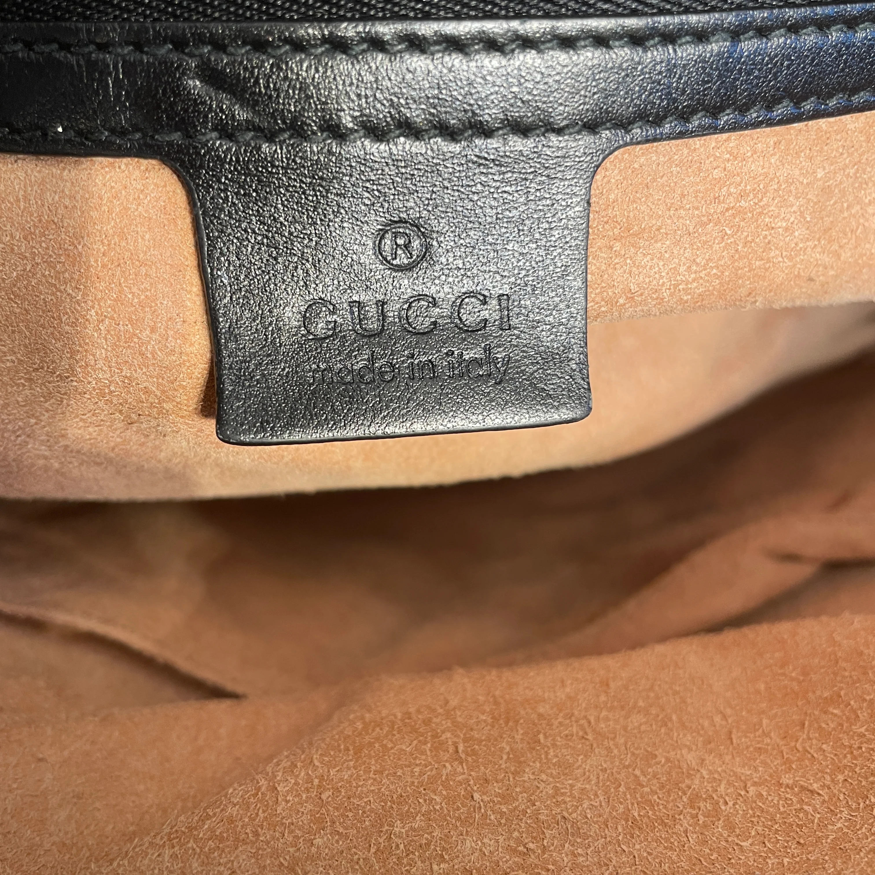 GUCCI/Cross Body Bag/Leather/BLK/GG MARMONT