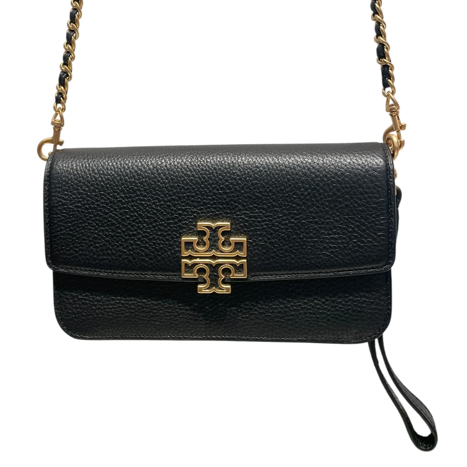 TORY BURCH/Cross Body Bag/Leather/BLK/Black Britten Chain Wallet