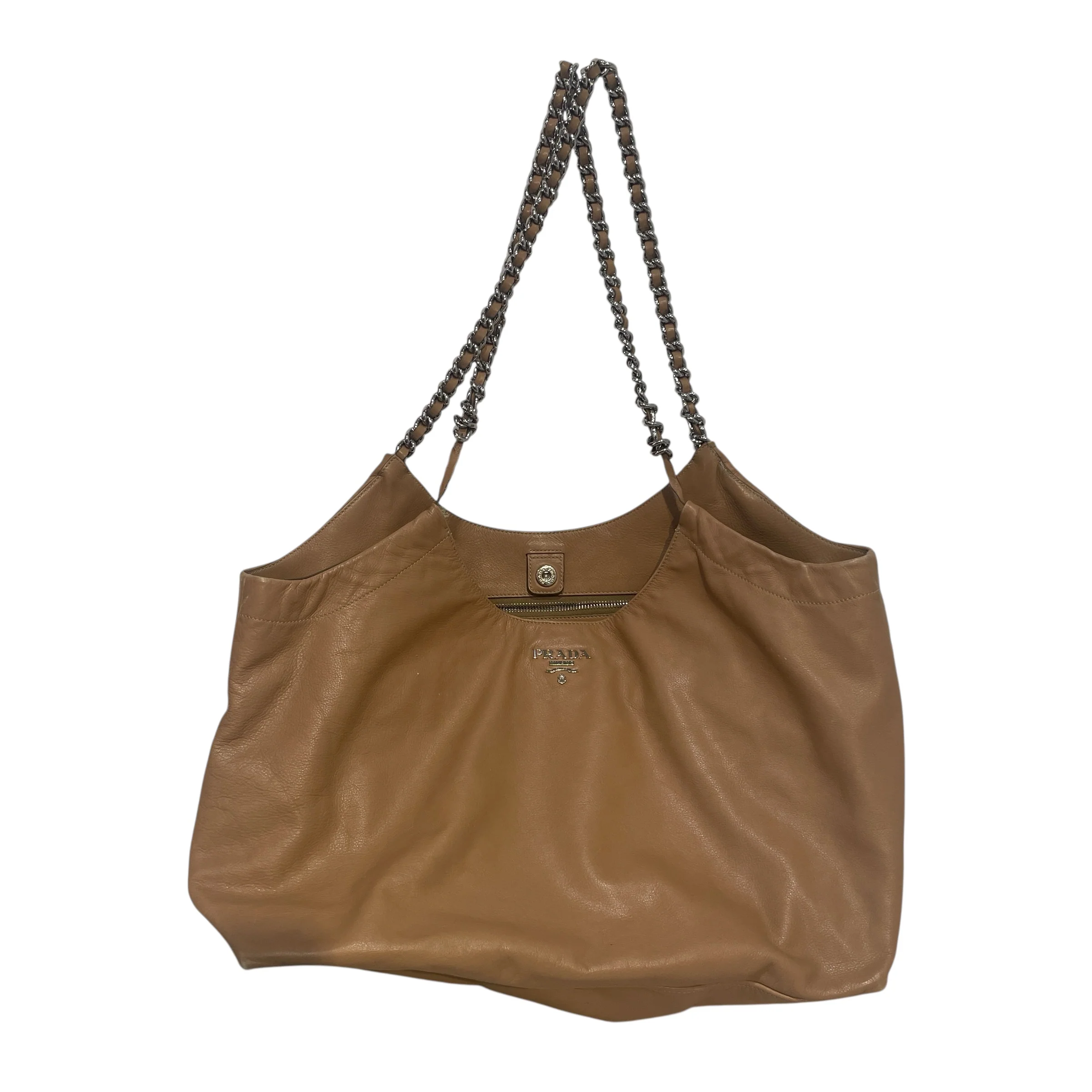 PRADA/Tote Bag/Leather/BEG/Soft Calfskin Leather Tote Bag