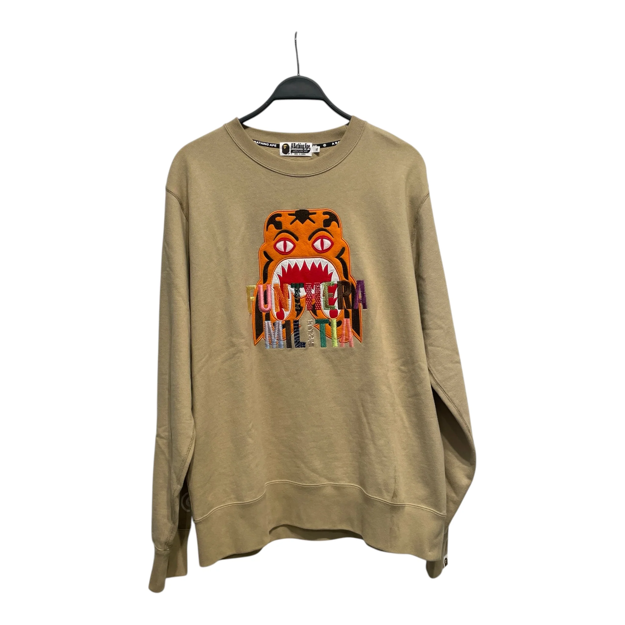 A BATHING APE/Sweatshirt/XL/Graphic/Cotton/BEG/FUNTHERA MILITIA