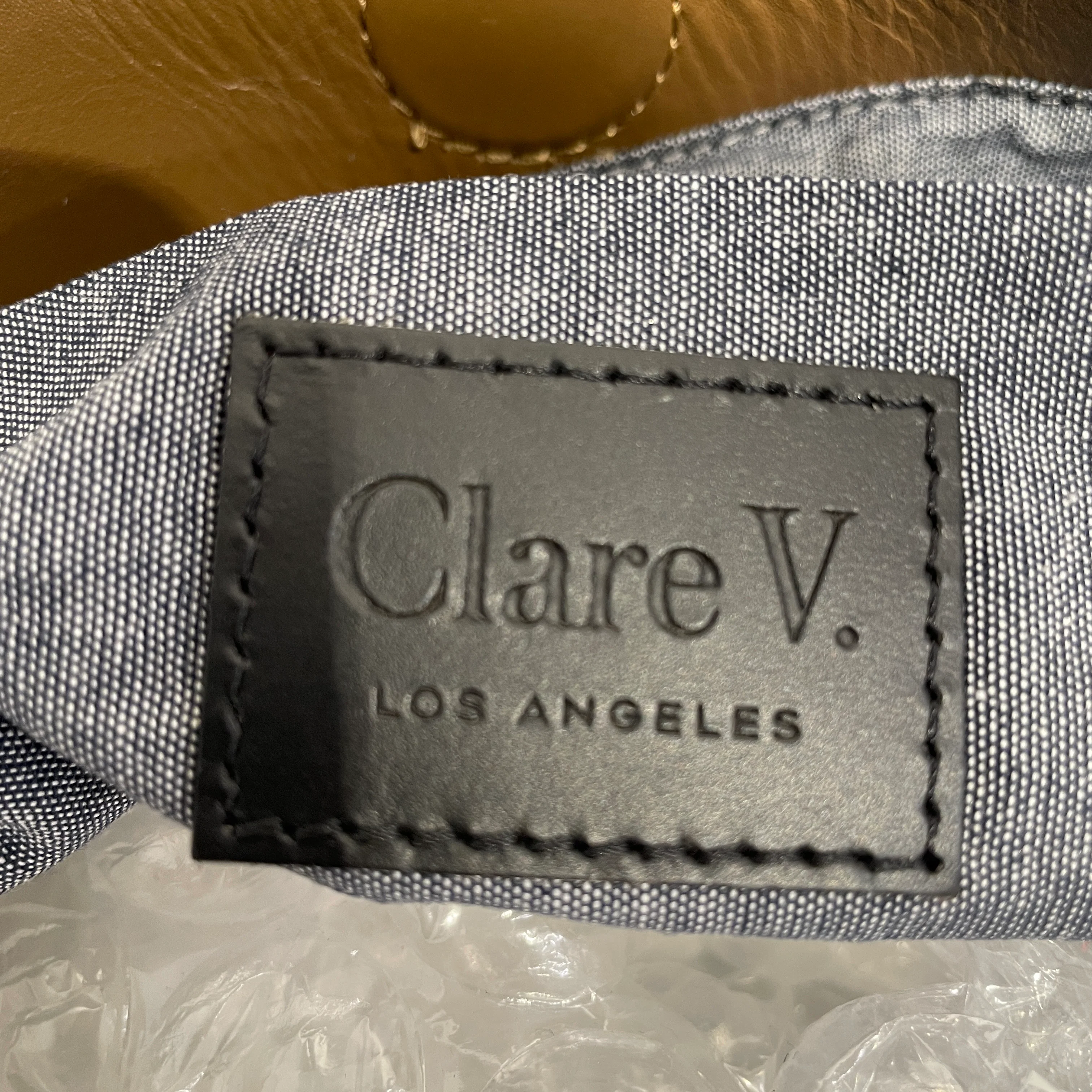 Clare V./Tote Bag/Plaid/Leather/MLT/